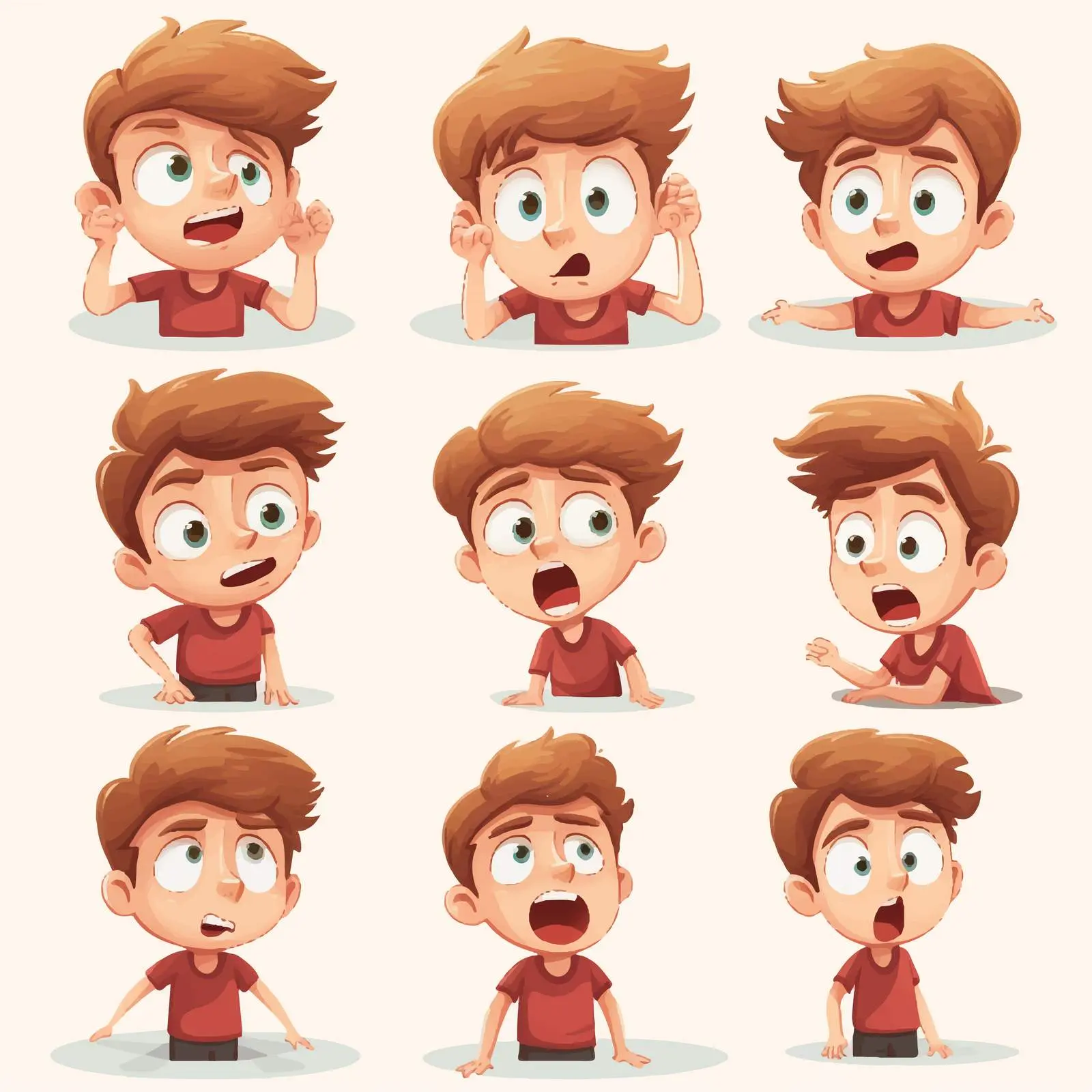 Boy Illustrating Various Emotional Expressions — free download from Dotvec