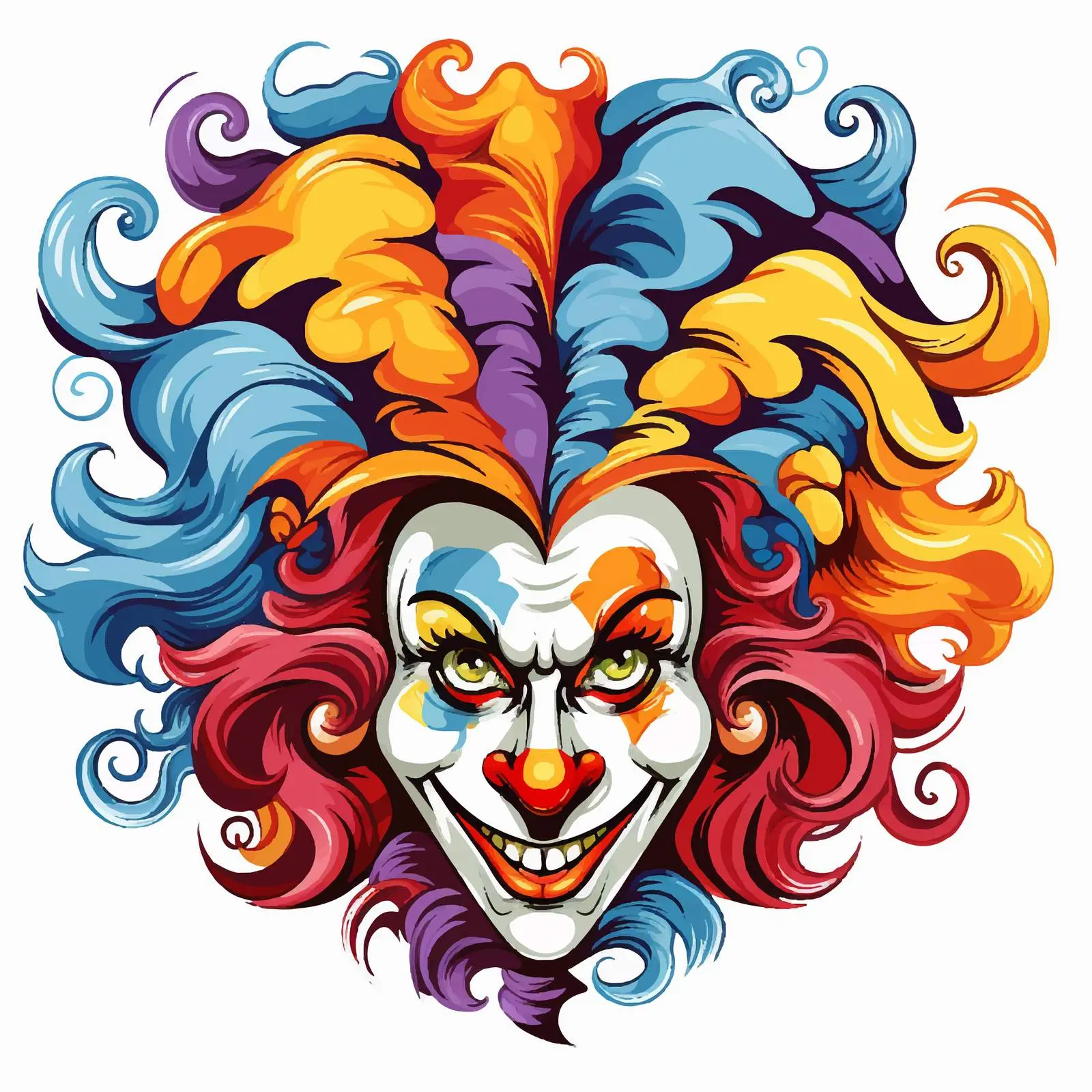 Colorful Clown Faces Vector Illustrations in Two Styles – free entertainment vector image from Dotvec