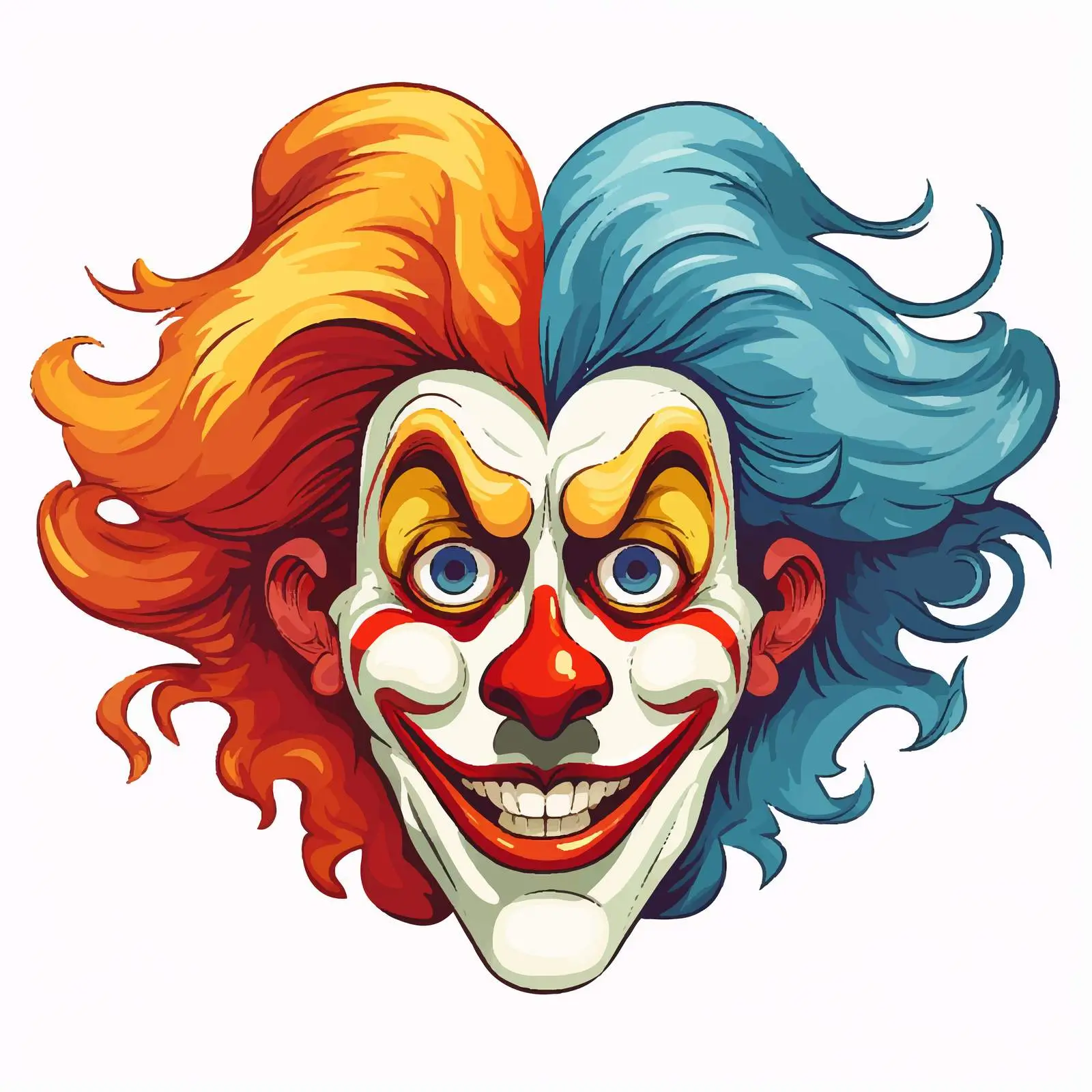 Clown Faces Vector Illustration in Two Styles — free download from Dotvec