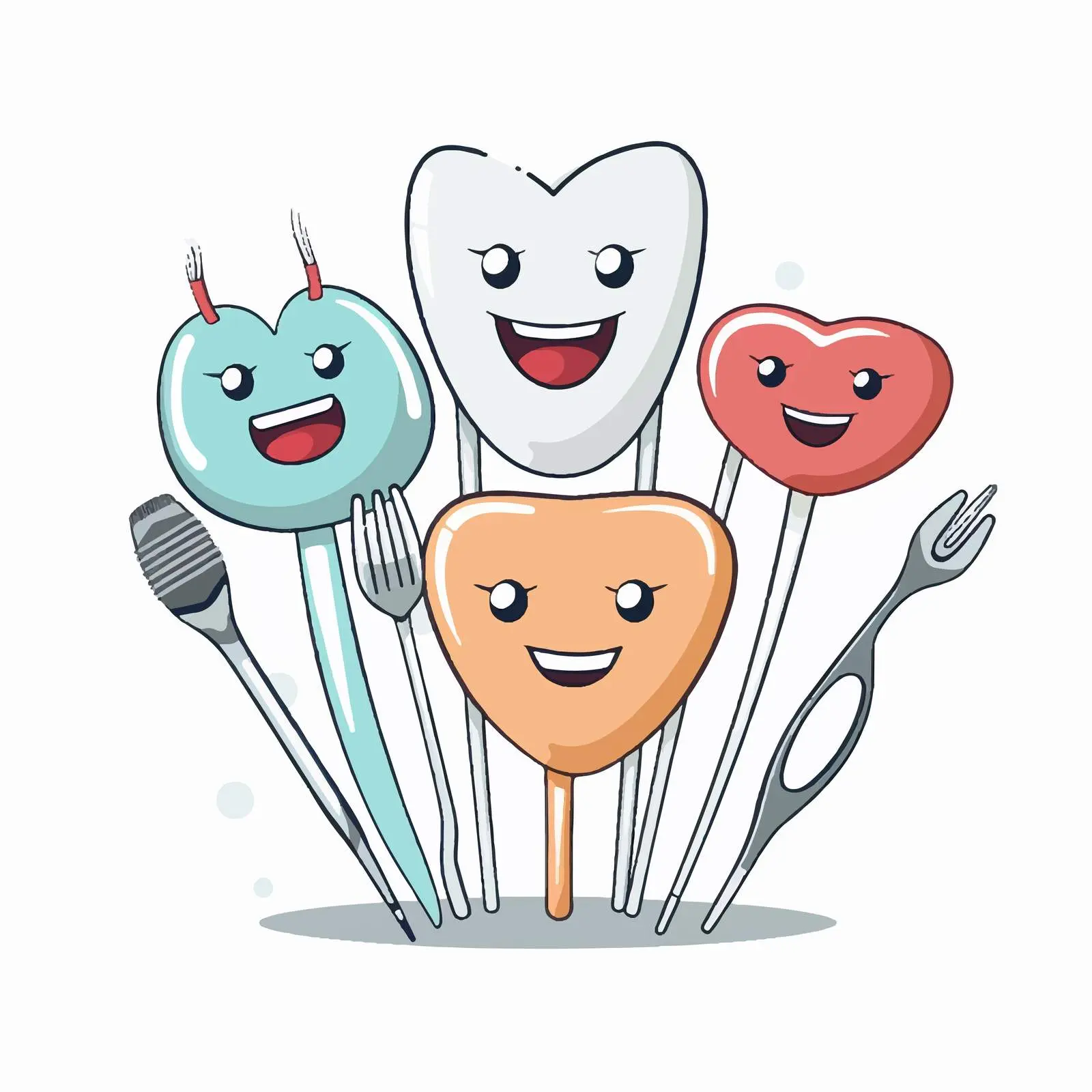 Dental Care Tools and Smiling Teeth Illustration — free download from Dotvec