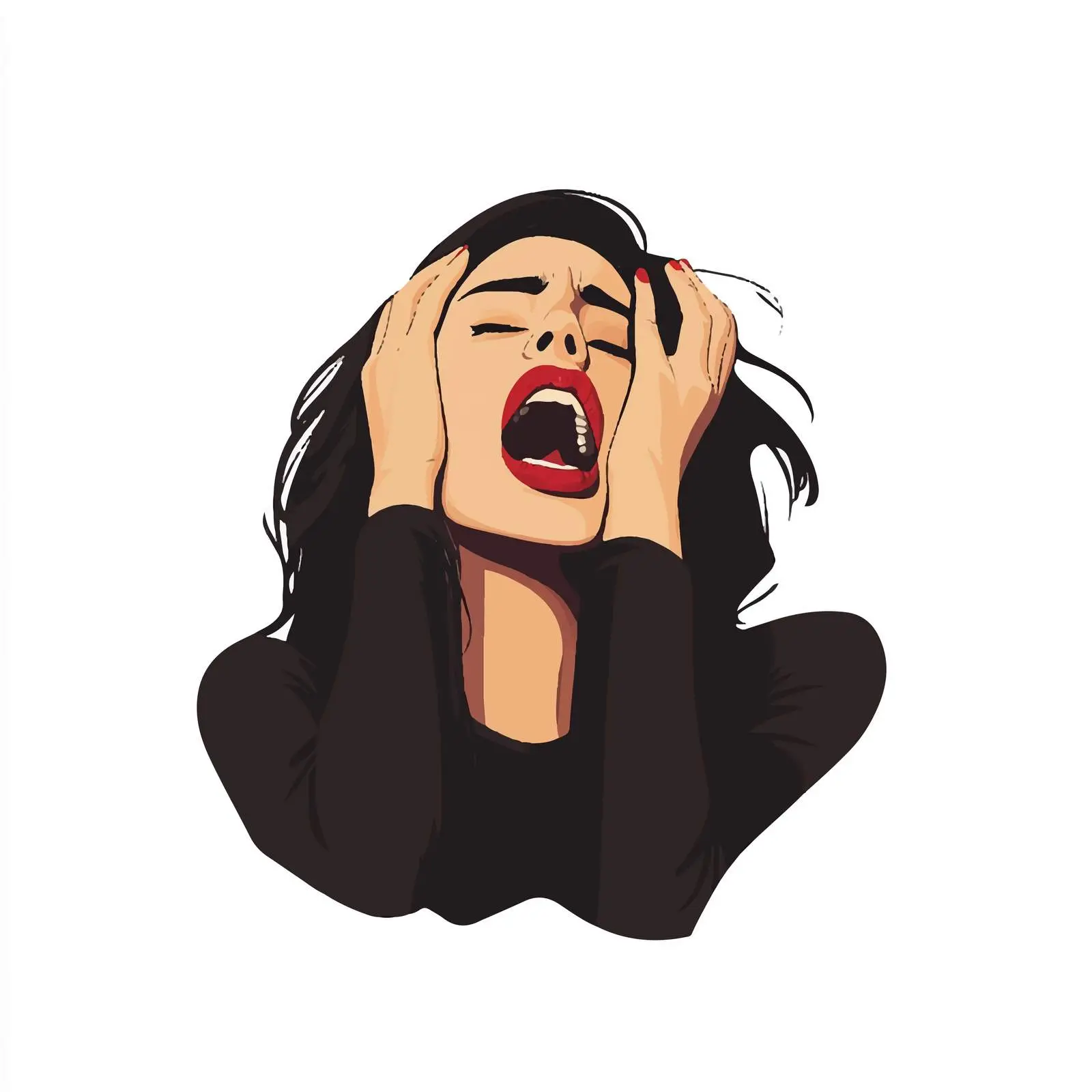 Female Character with Open Mouth Vector Illustration — free download from Dotvec