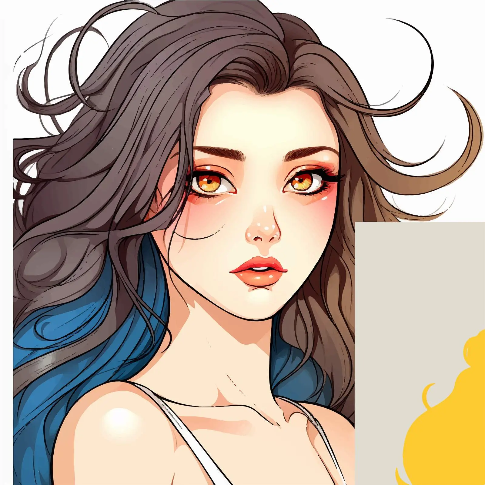 Colorful Line Drawing of a Girl Vector Illustration — free download from Dotvec