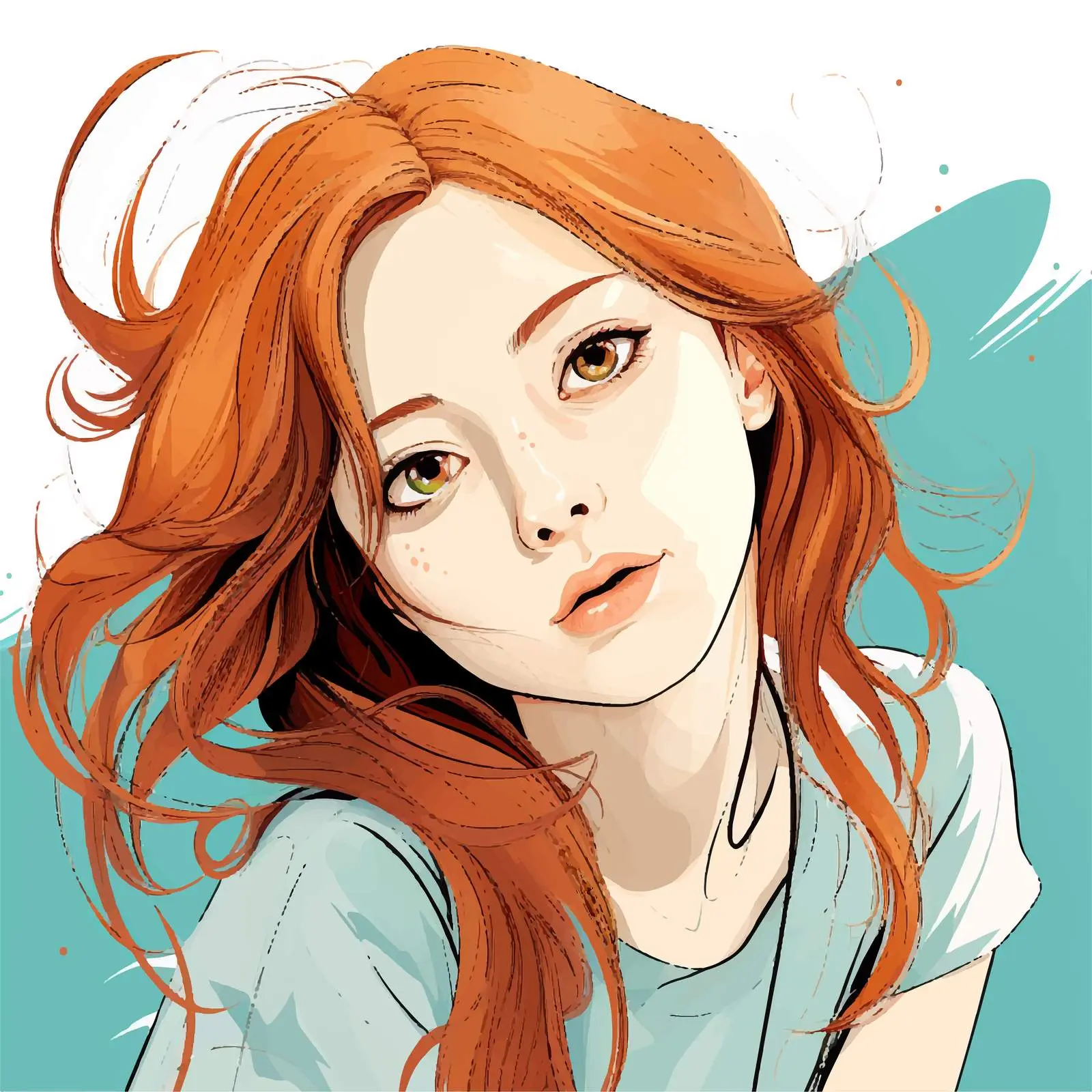 Colorful Girl Vector Illustration with Line Art — free download from Dotvec