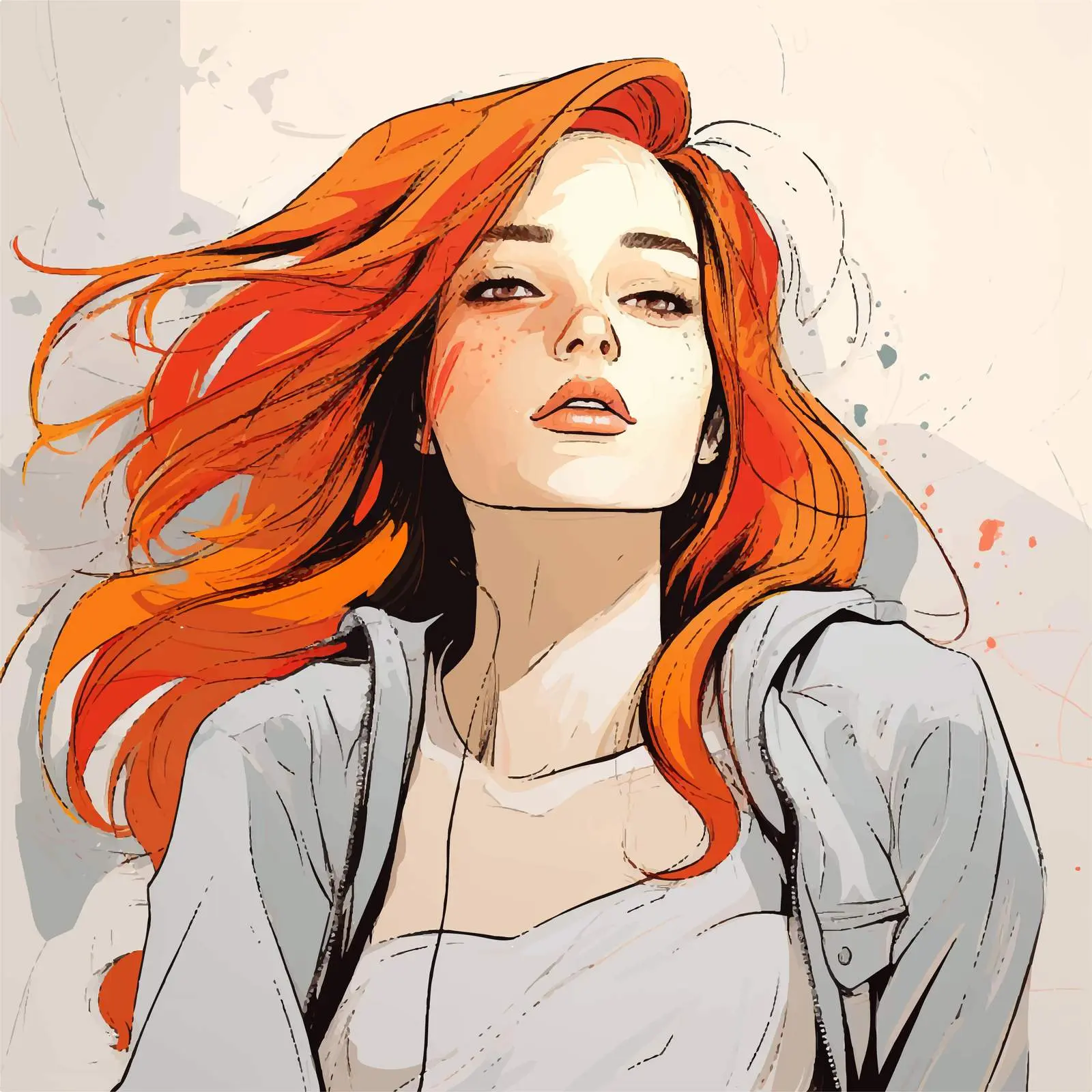 Colored and Line Drawing of a Girl Vector – free female silhouette image from Dotvec