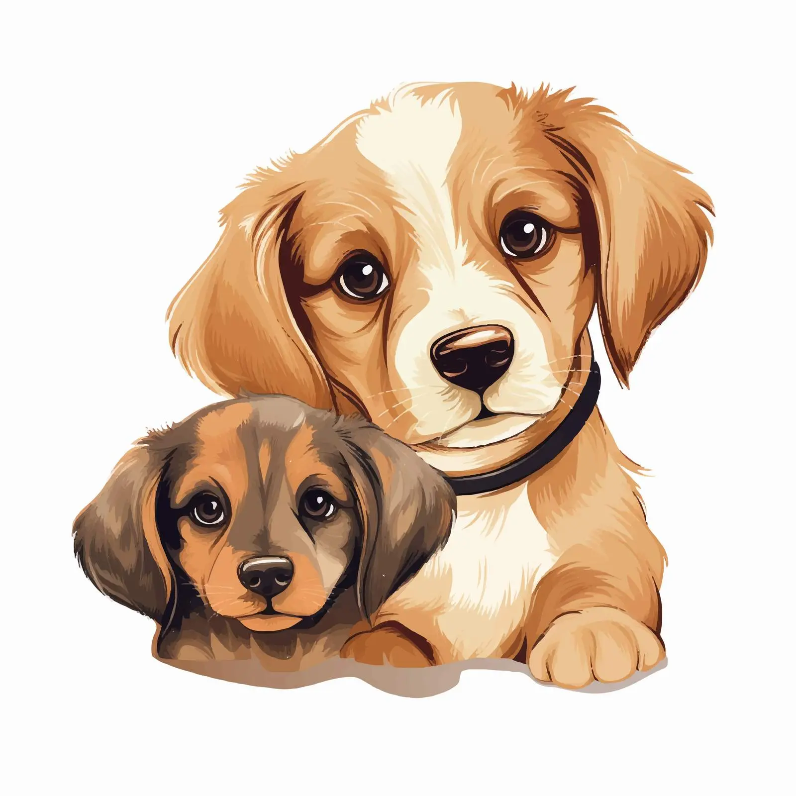 Two Adorable Puppy Faces Vector Illustration — free download from Dotvec