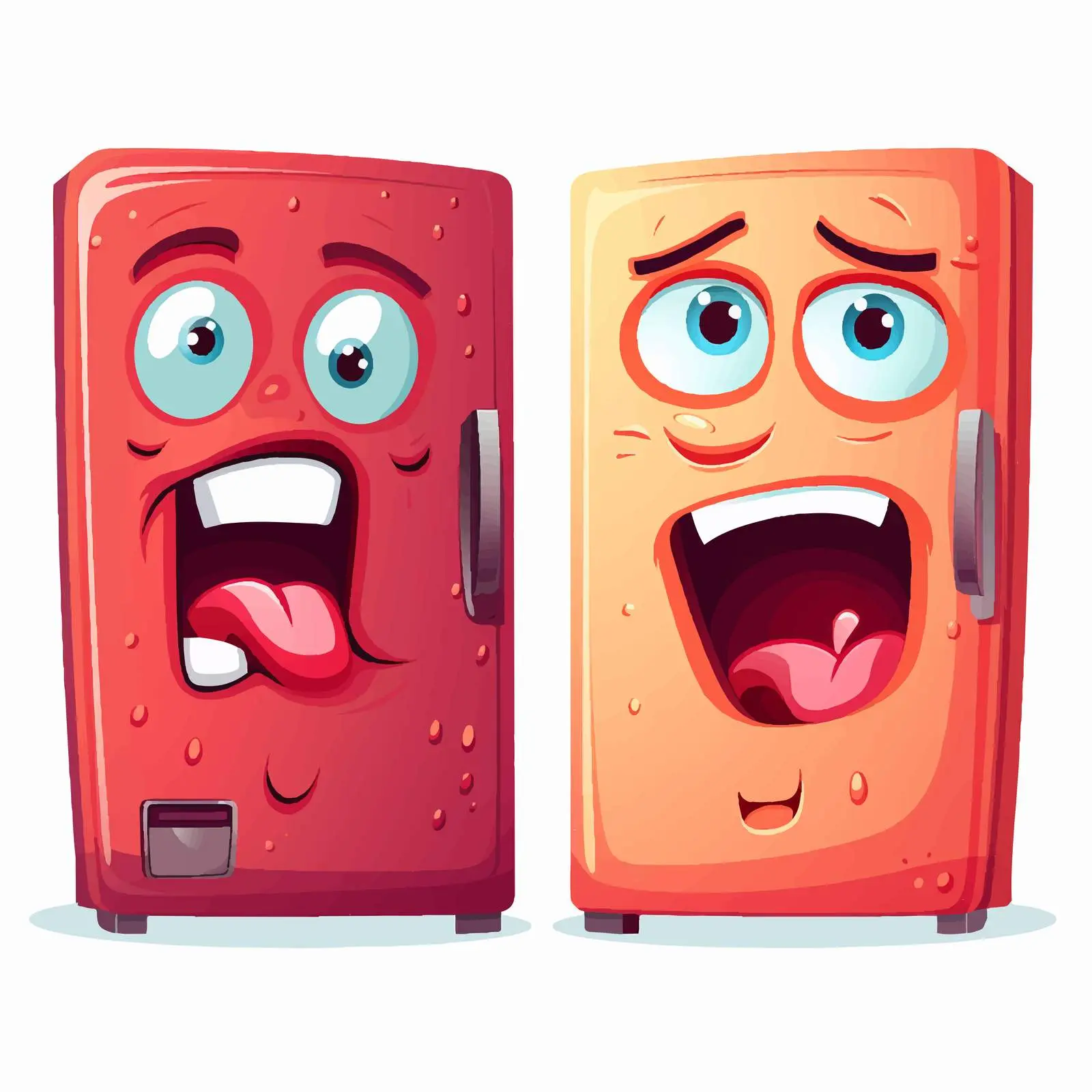 Cartoon Emotions of Two Refrigerators — free download from Dotvec