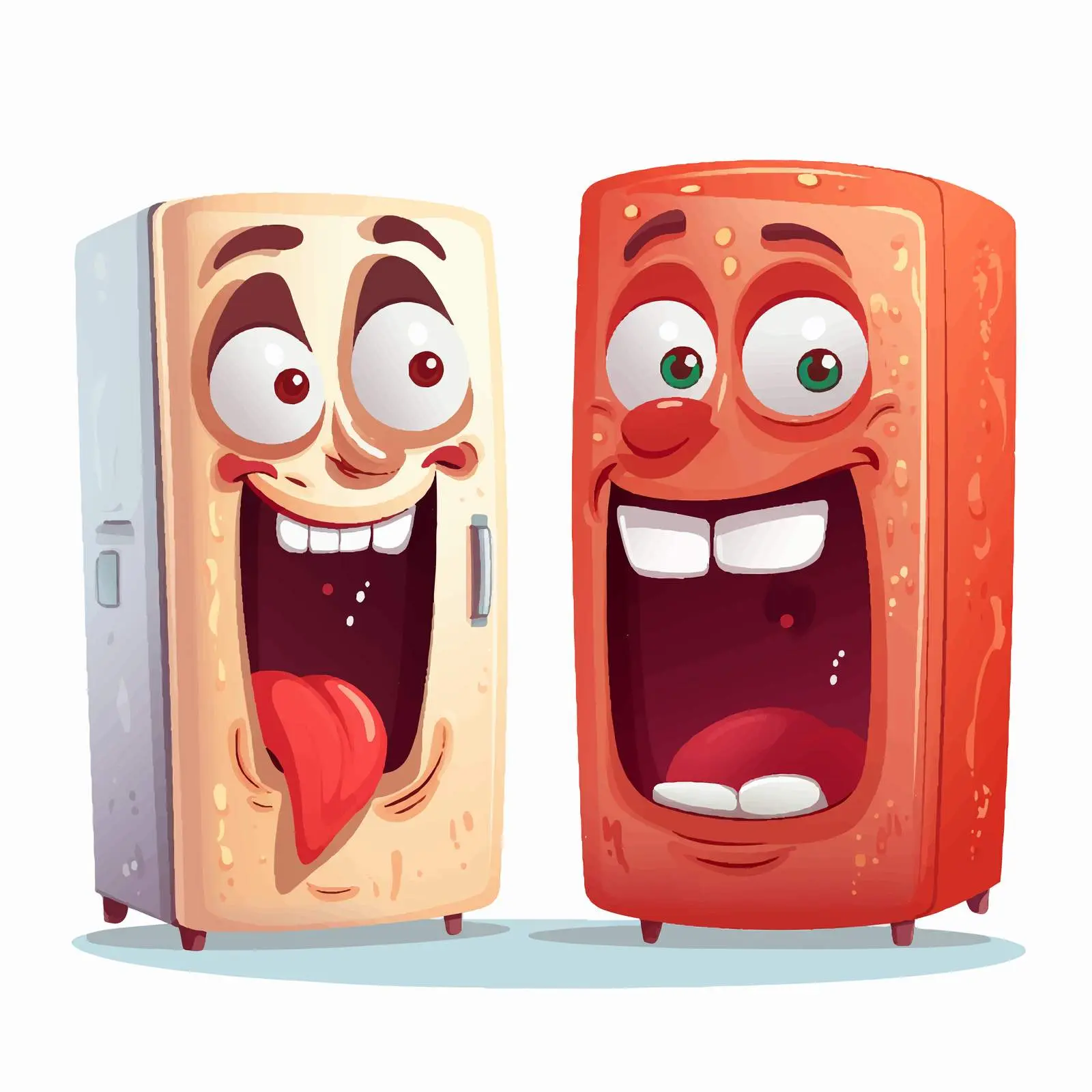 Two Cartoon Refrigerators with Emotions — free download from Dotvec