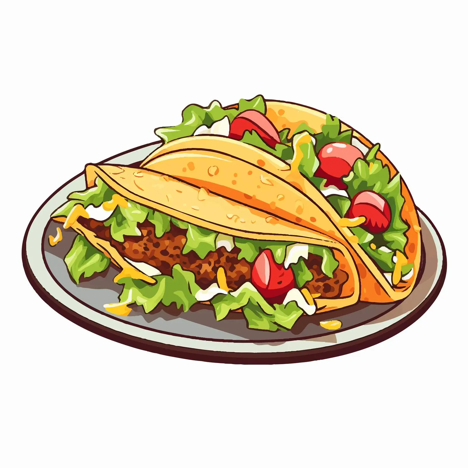 Cartoon Taco on Plate Vector Illustration — free download from Dotvec