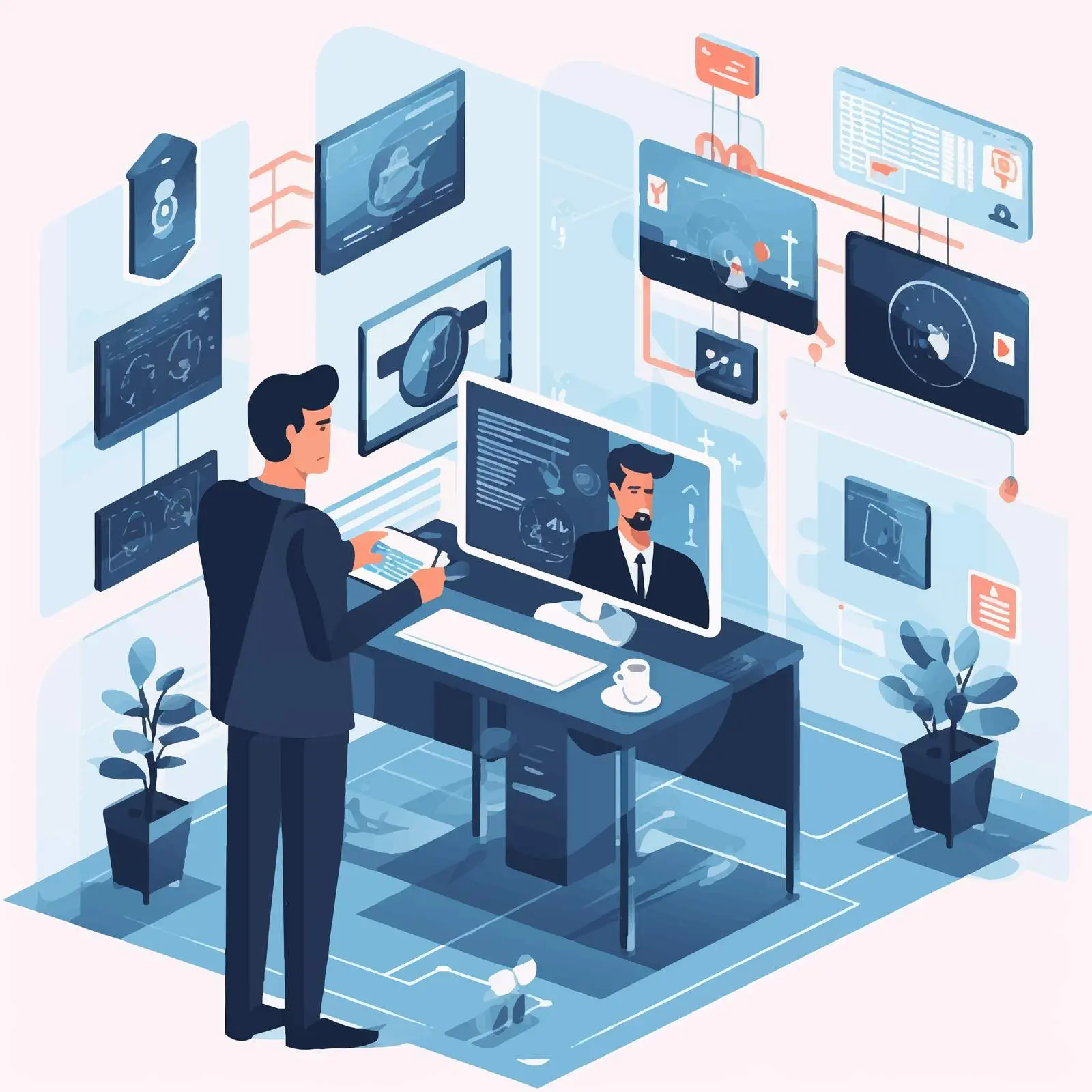 Person Conducting Security Systems Training Vector – free security systems image from Dotvec