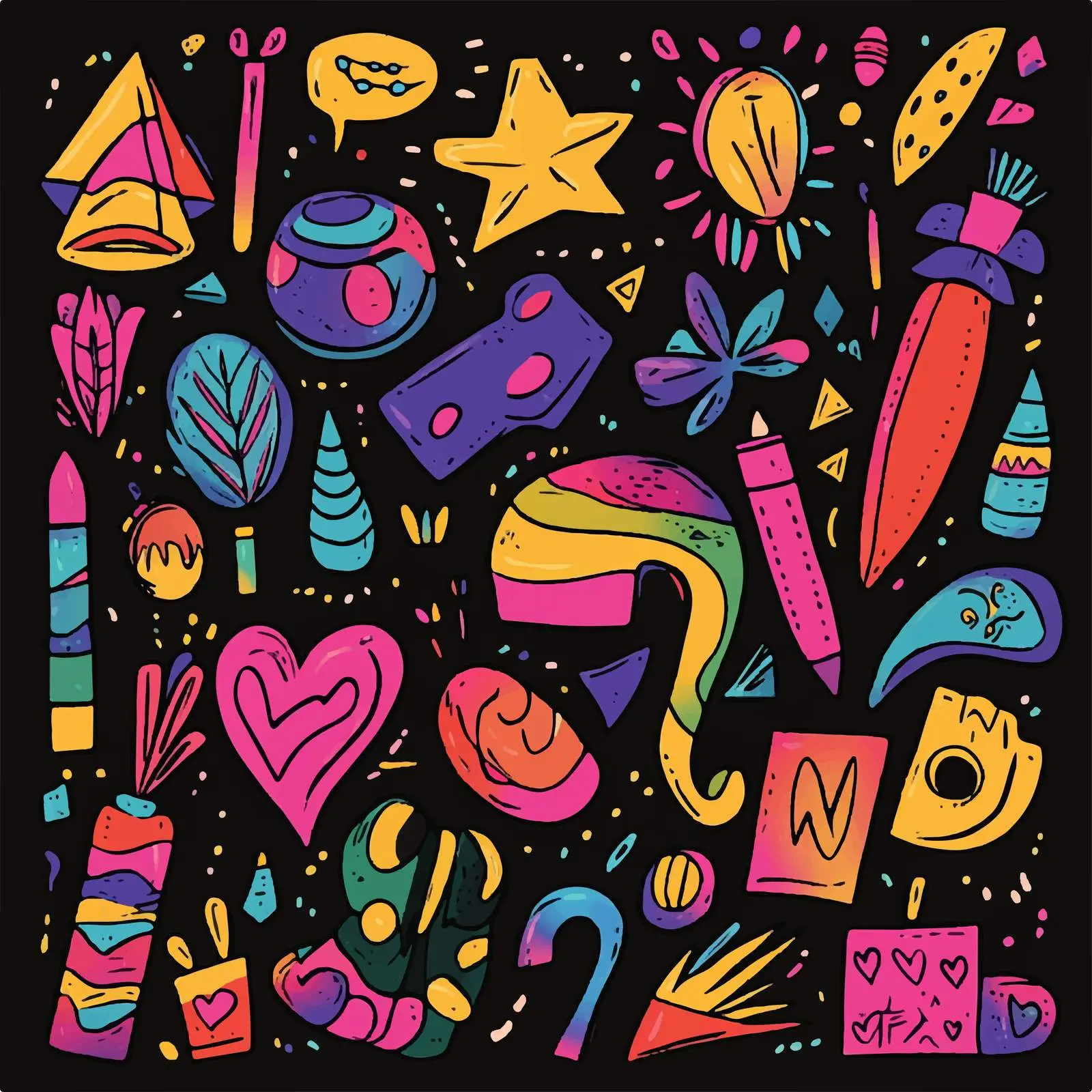 Modern Colorful Hand-Drawn Doodle Vectors Set — free download from Dotvec