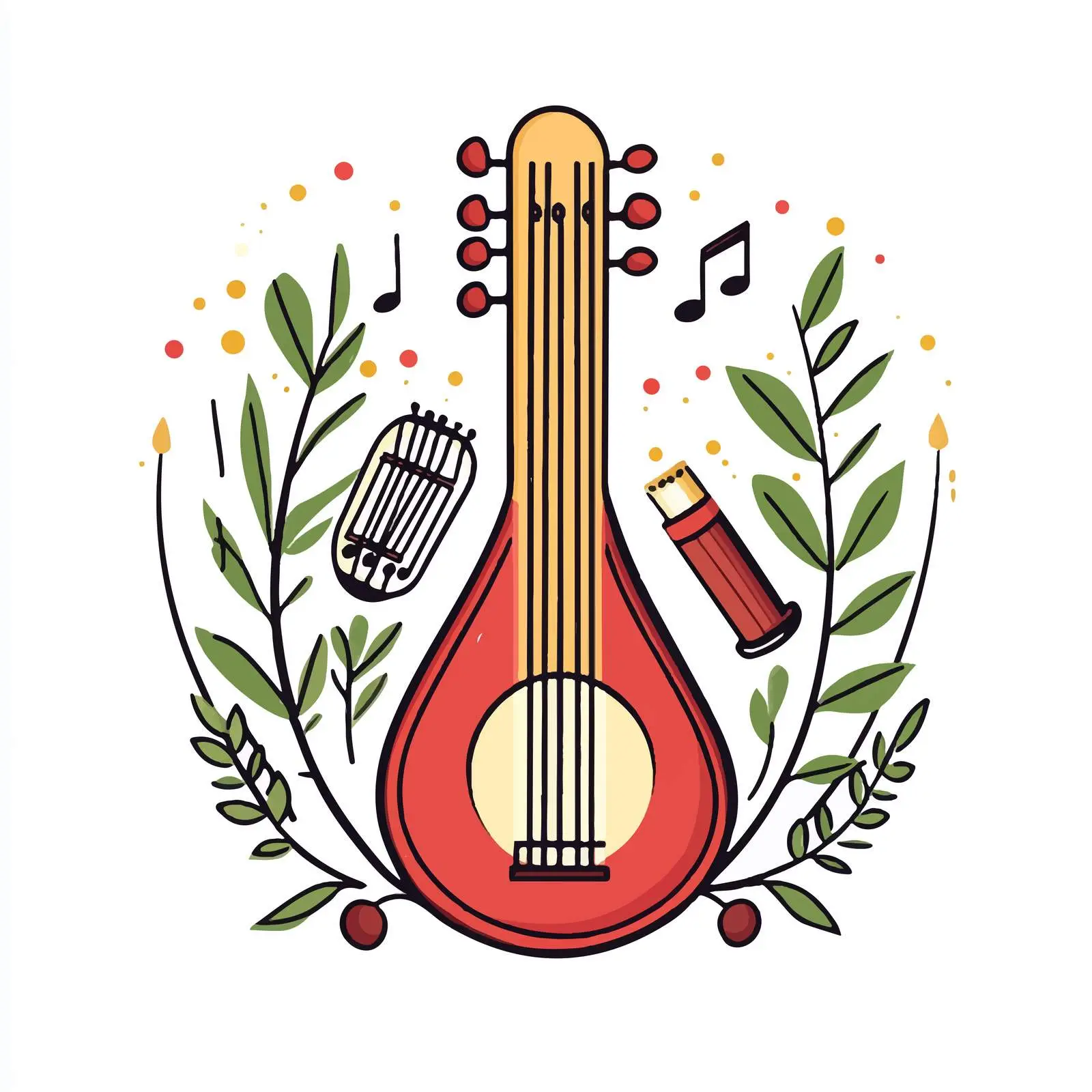 Flat Vector Musical Instruments on White Background — free download from Dotvec