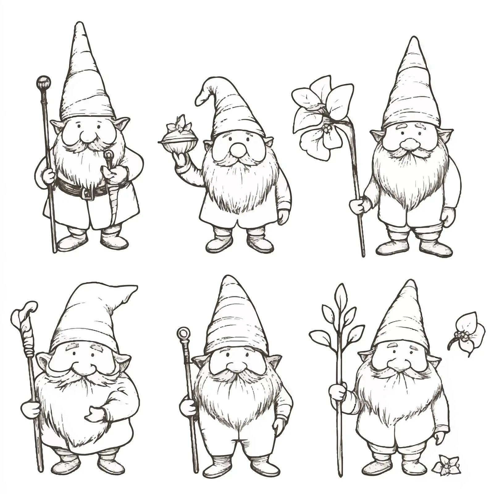 Garden Gnome Vector Illustrations Collection — free download from Dotvec