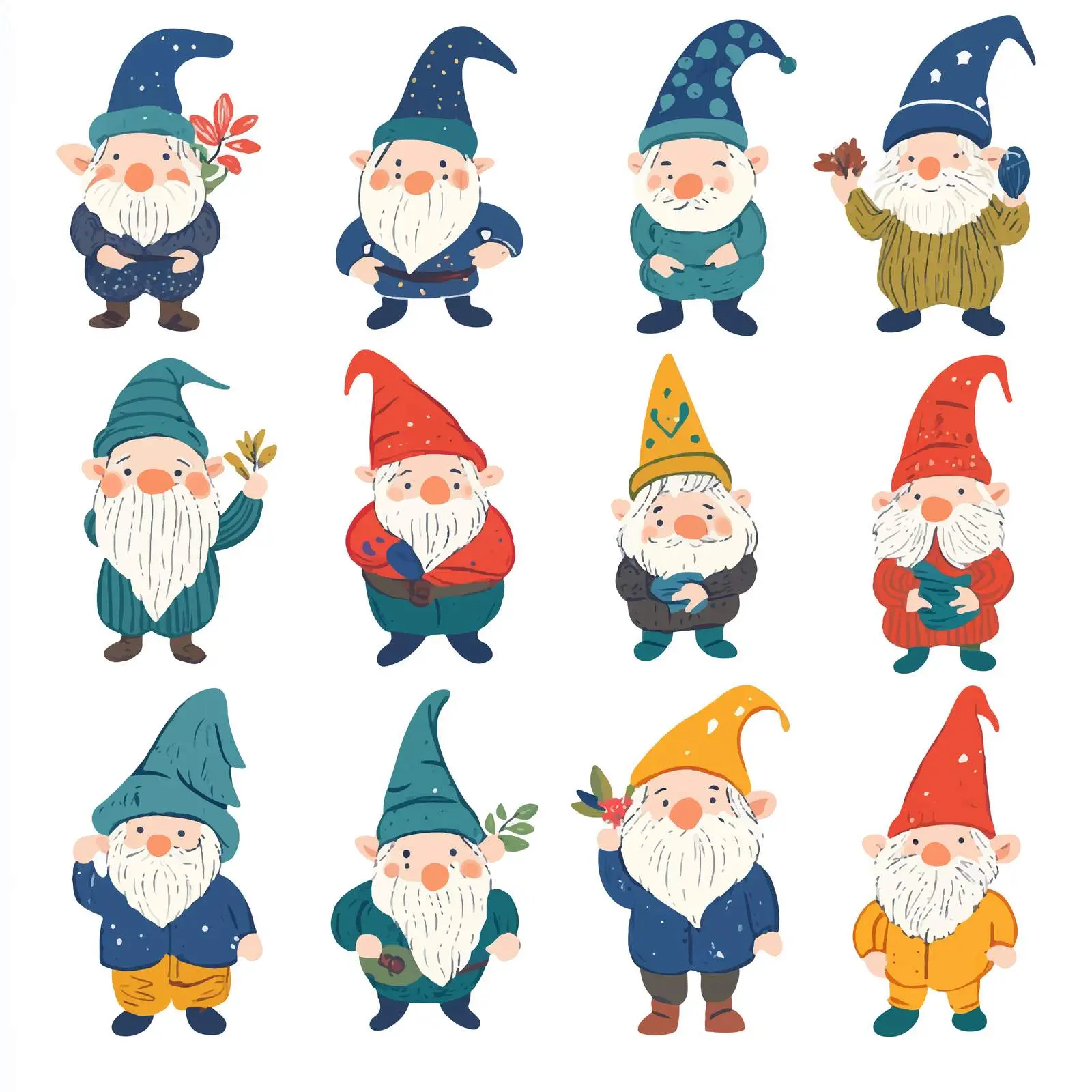 Vector Garden Gnome Outline Illustrations Set — free download from Dotvec