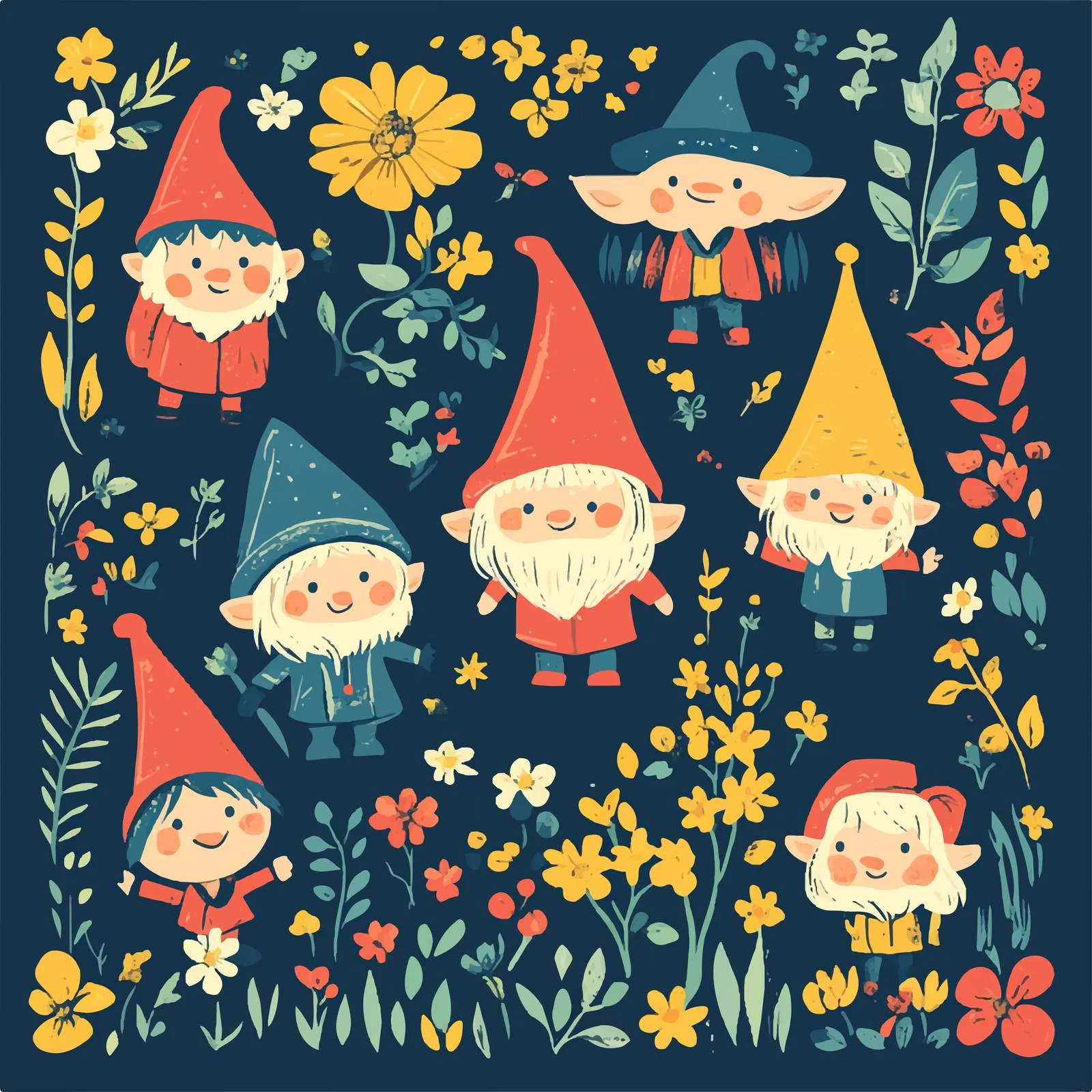 Garden Gnome Vector Outline Illustration Set — free download from Dotvec