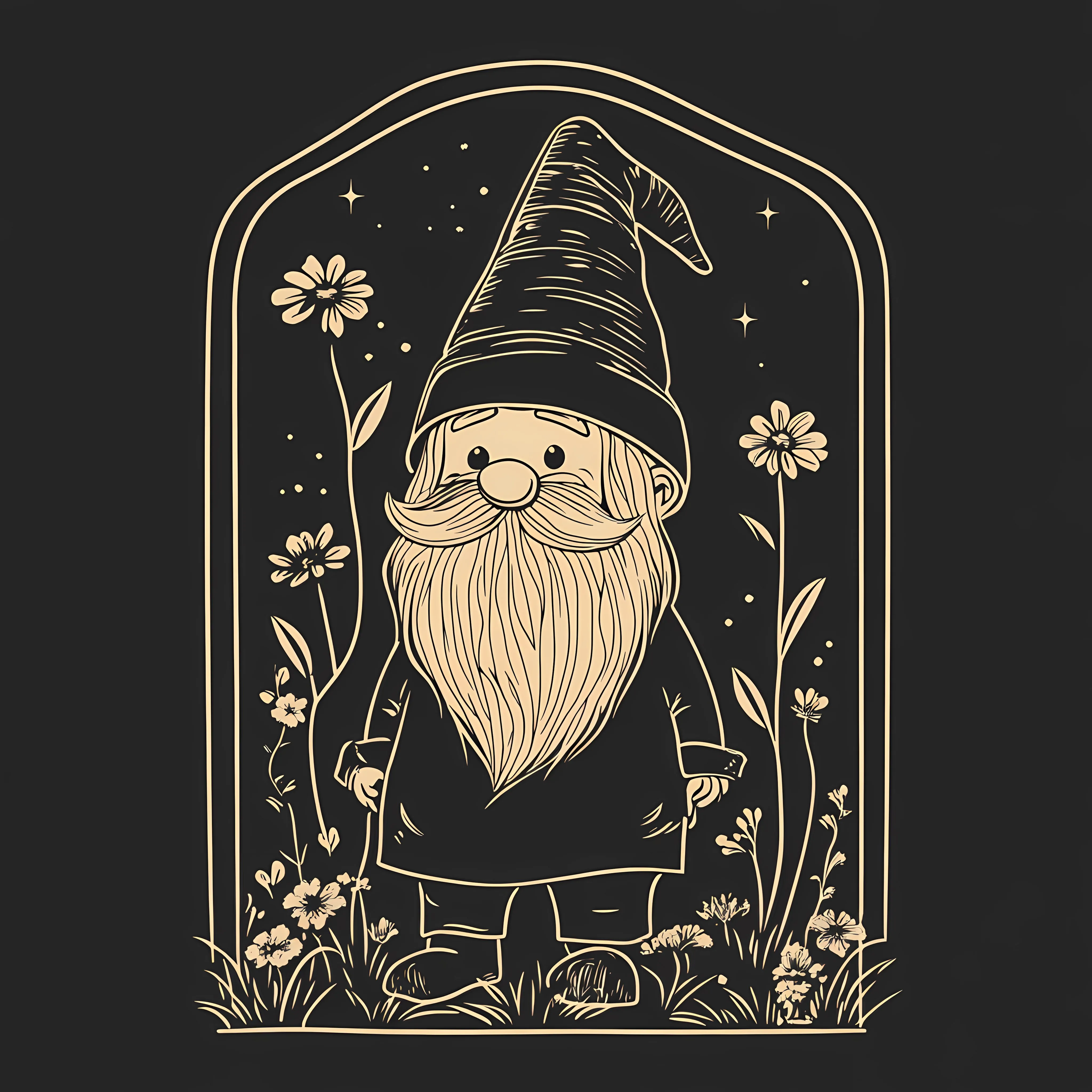 Cute Fairytale Garden Gnome Outline Illustration — free download from Dotvec