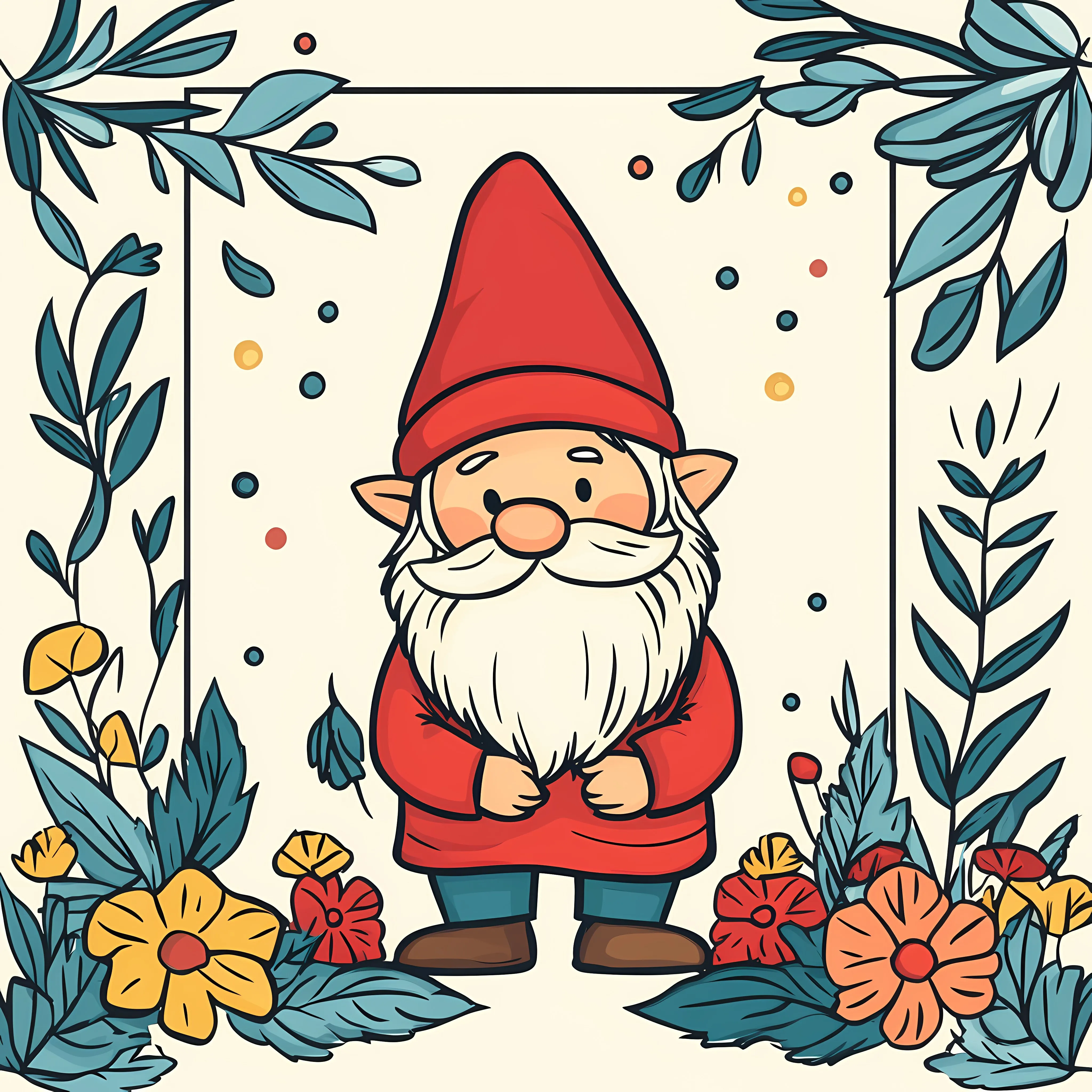 Garden Gnome Vector Outline Illustration — free download from Dotvec