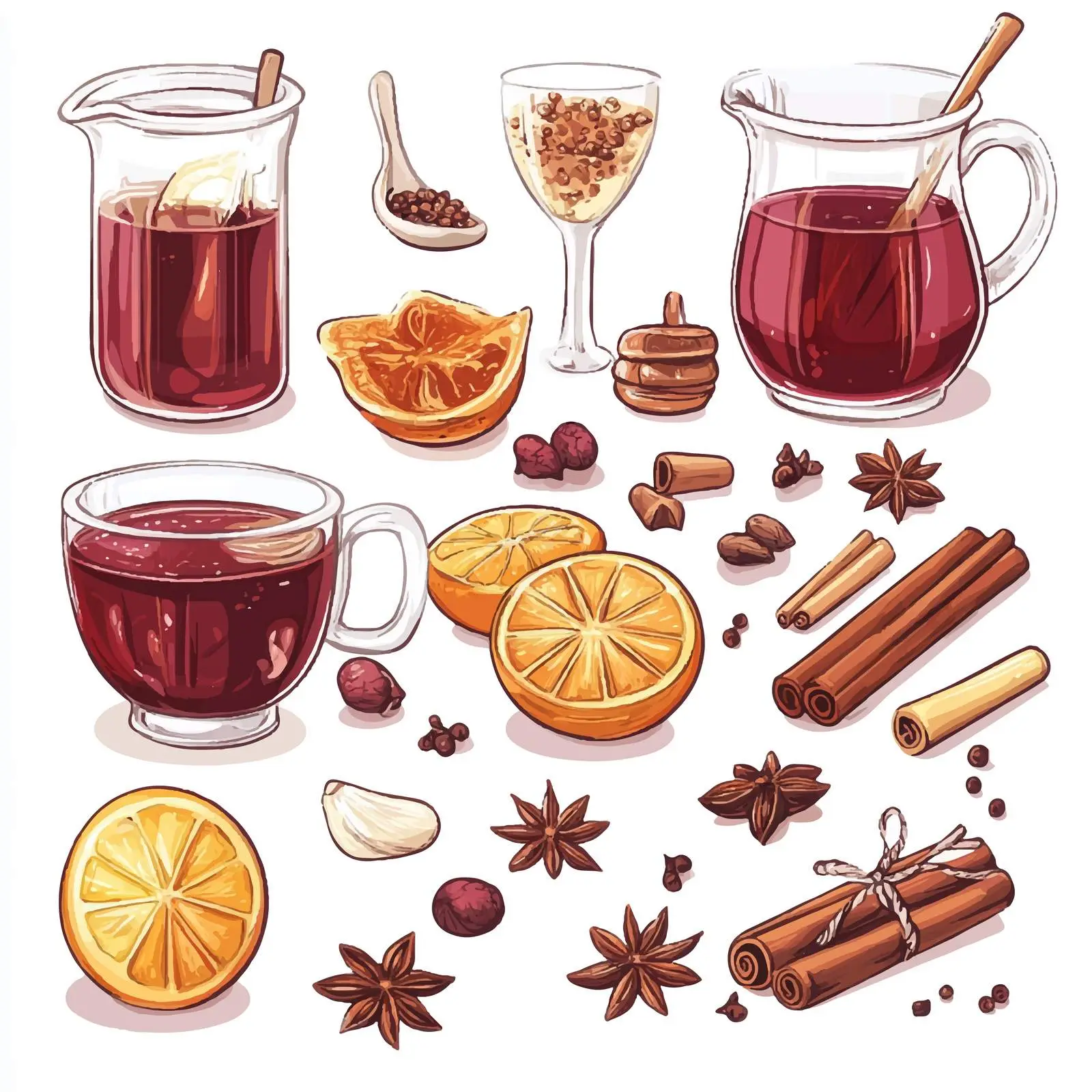 Mulled Wine Vector Elements and Objects Set — free download from Dotvec