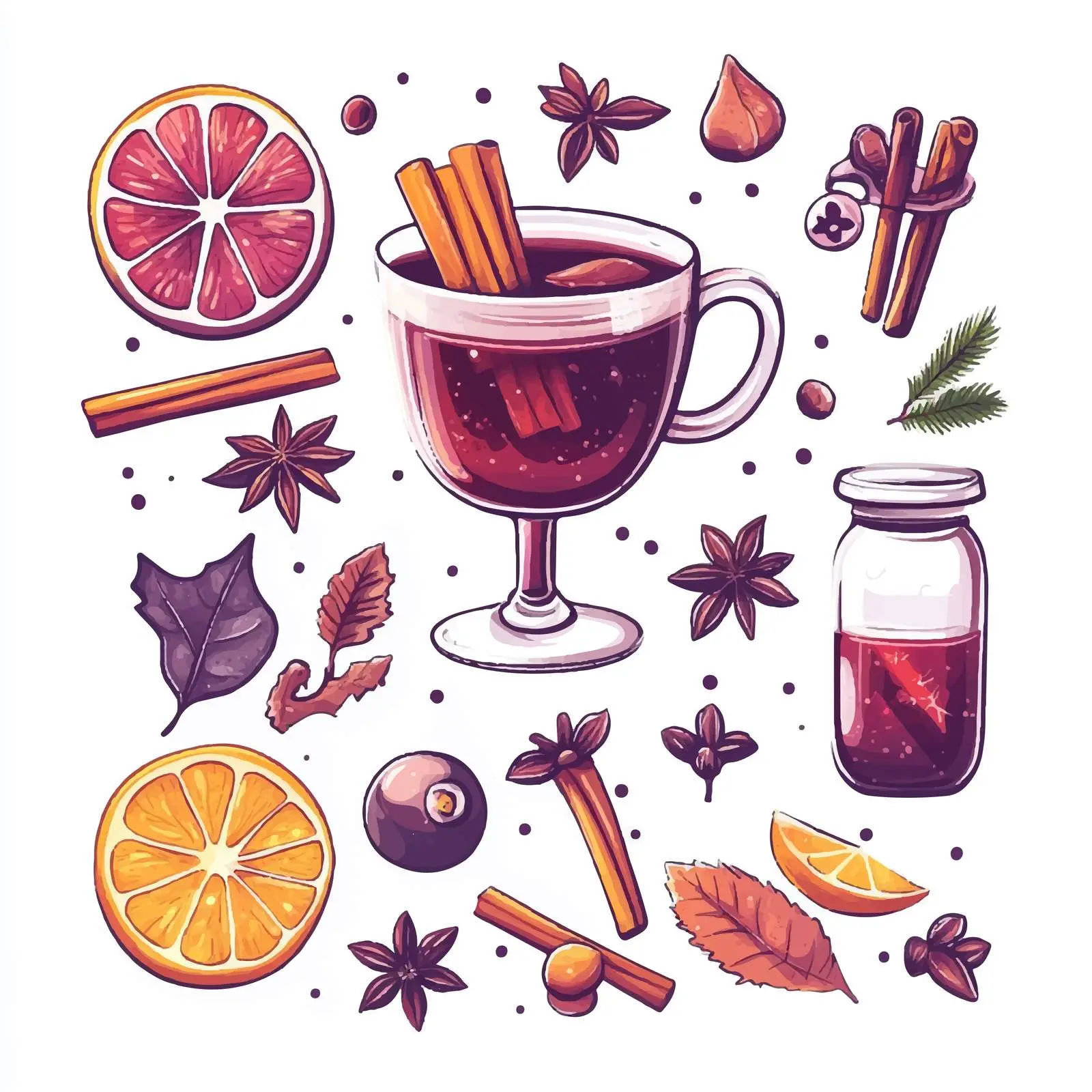 Mulled Wine Elements Vector Collection — free download from Dotvec