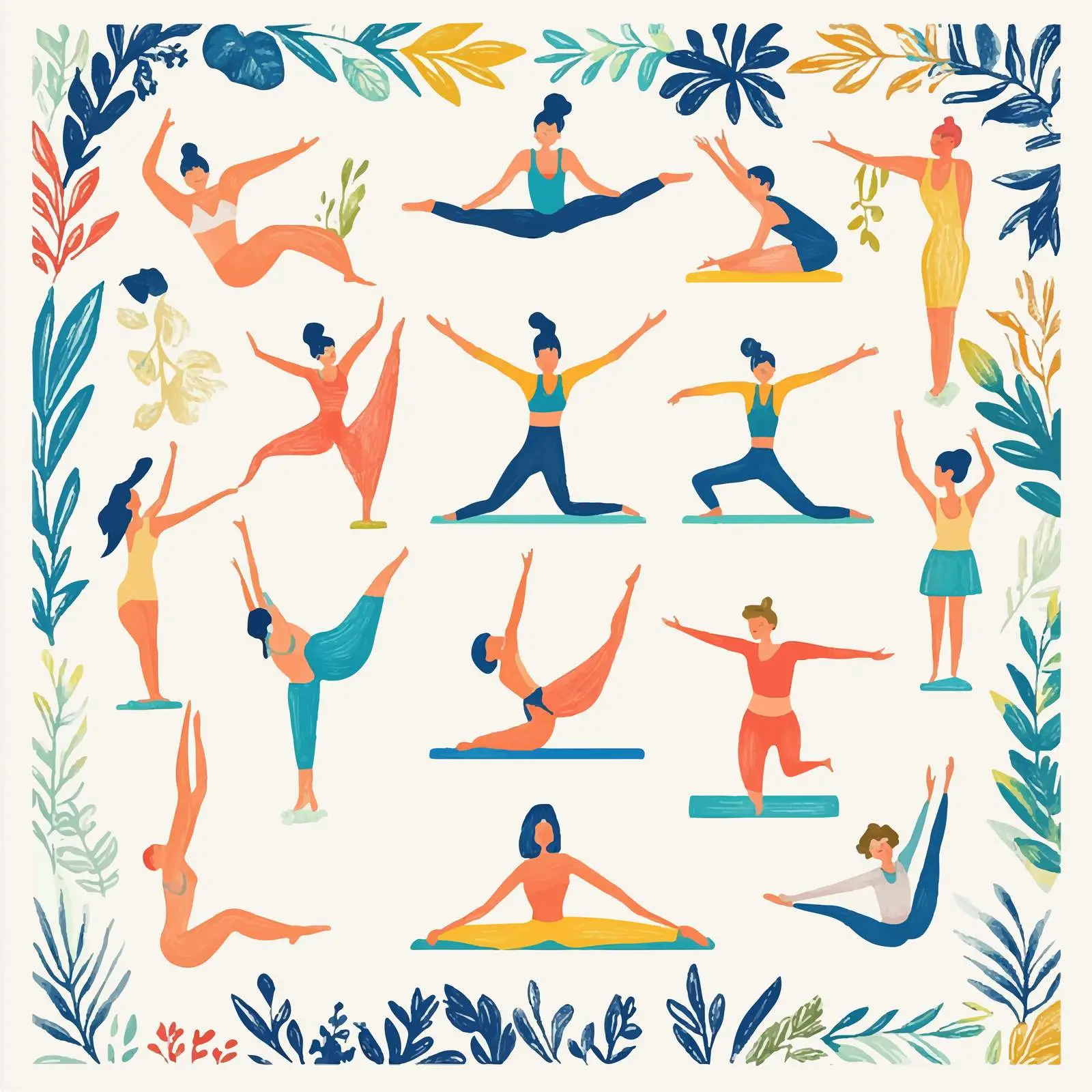 Colorful Yoga Illustrations of Children Vector Set — free download from Dotvec