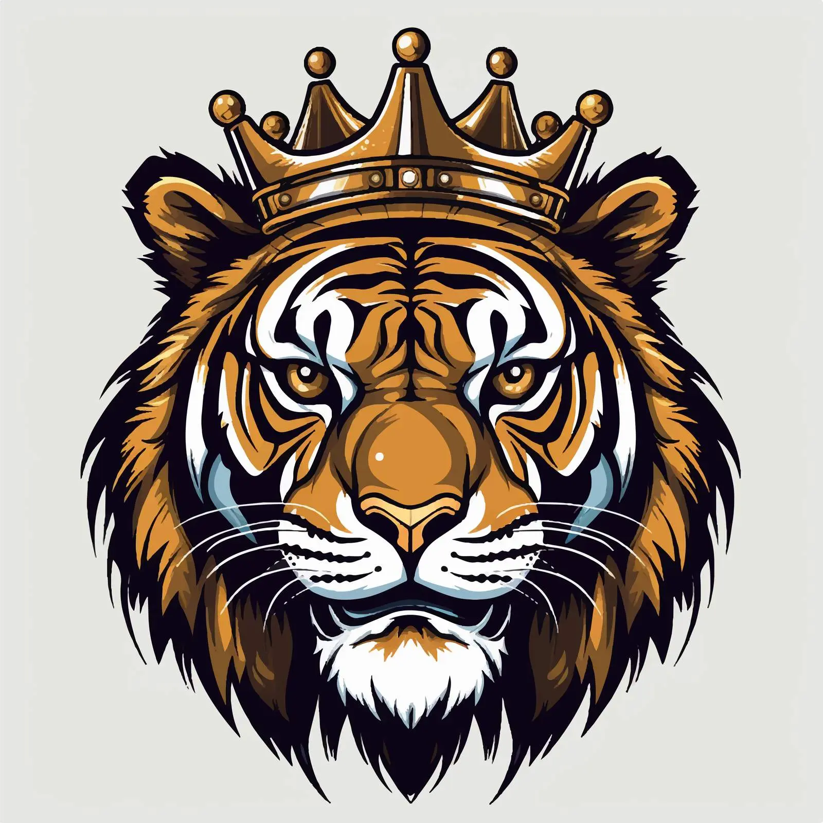 Tiger Head with Crown Vector Illustration — free download from Dotvec