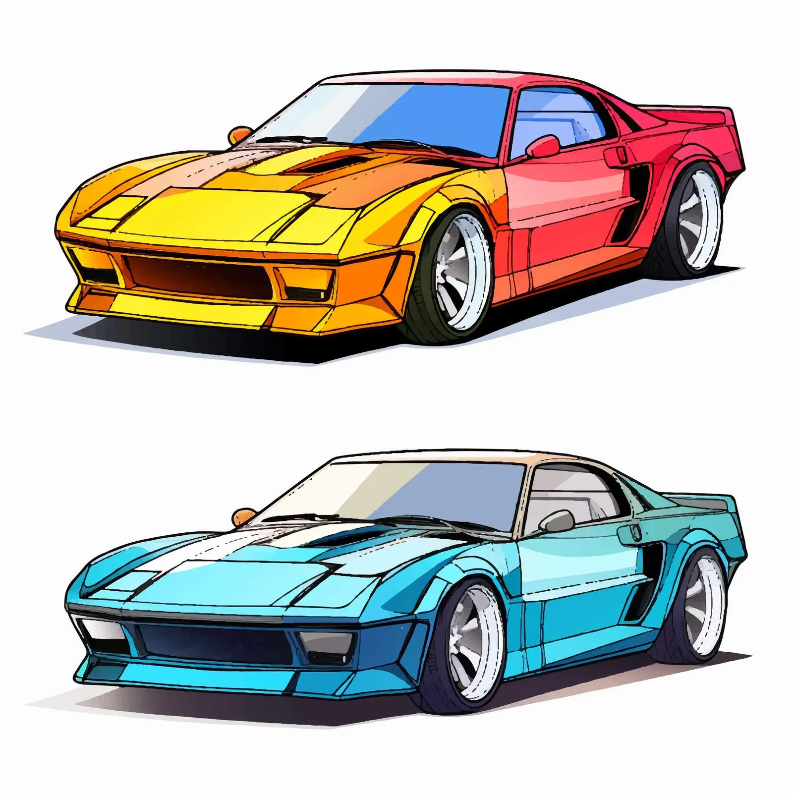 Line Art to Colored Car Vector Transformation — free download from Dotvec