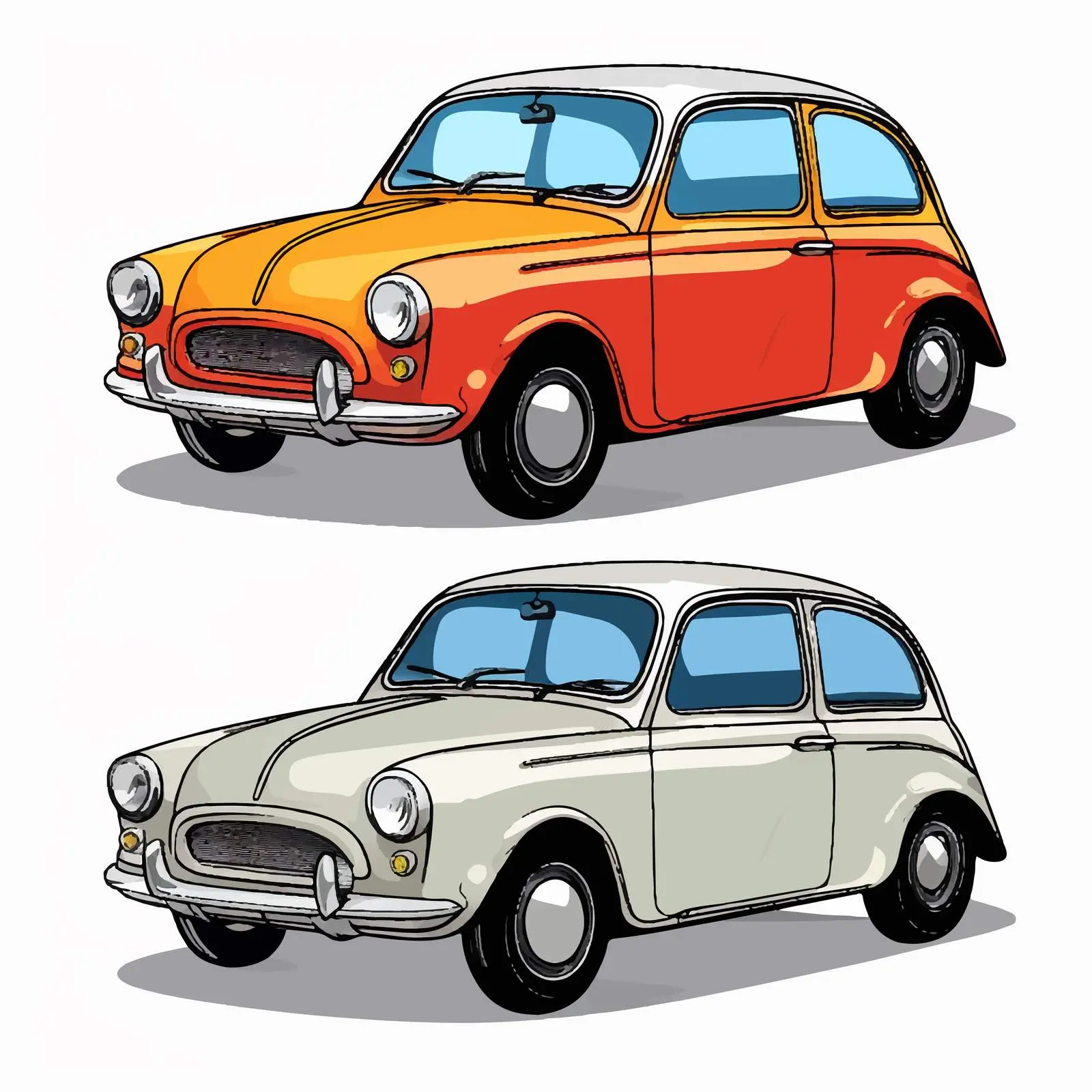 Transformation of Line Art to Colored Car Vector — free download from Dotvec