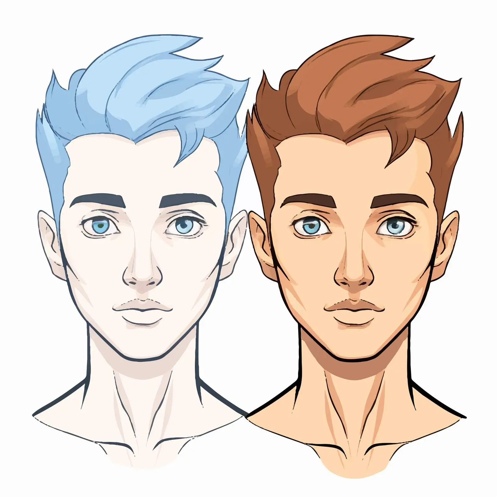 Boys Face Transformation: Line Art to Color — free download from Dotvec