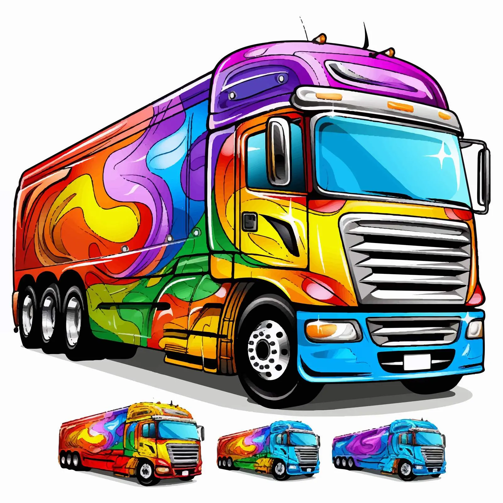 Line Art to Colored Vehicle Vector Transition — free download from Dotvec