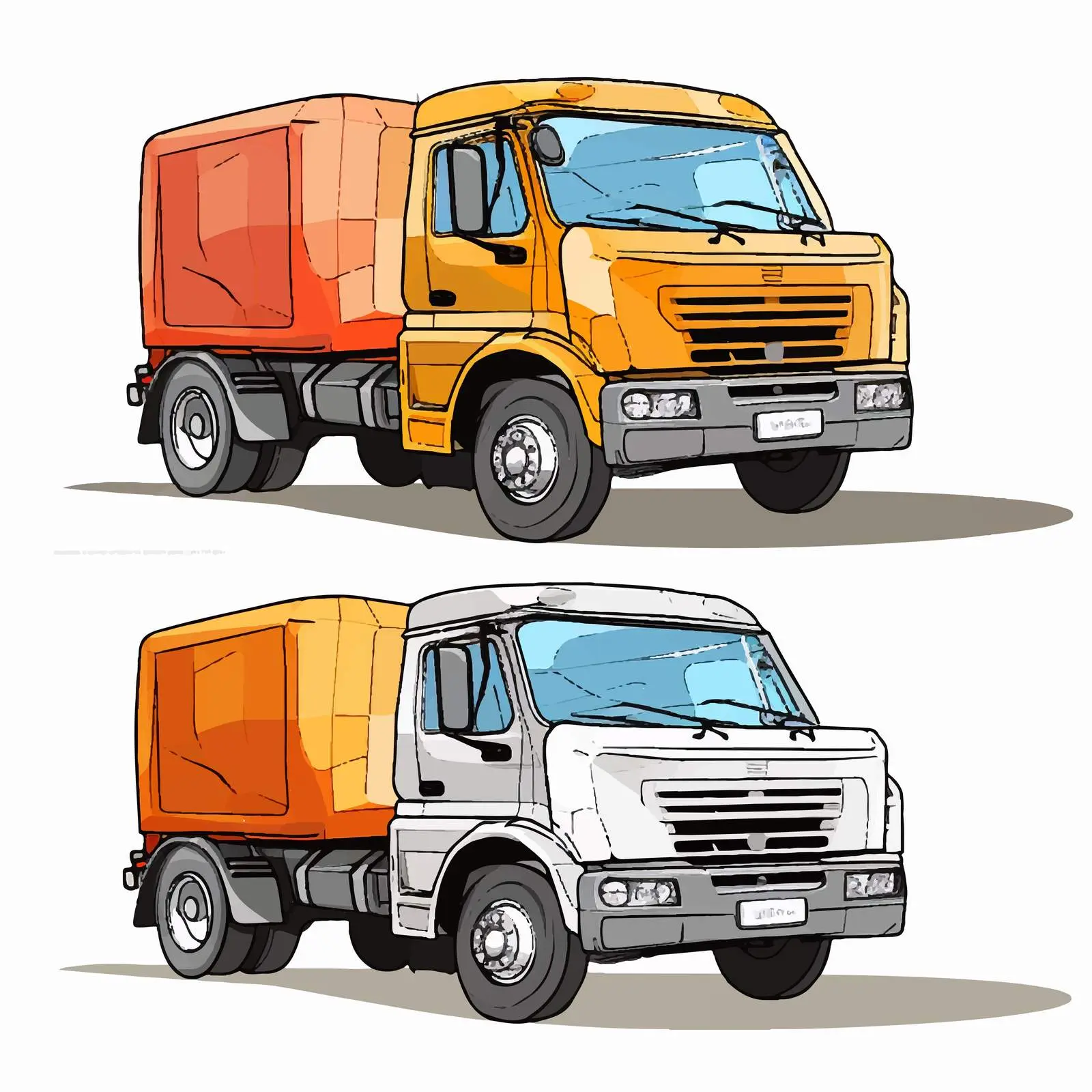 Line Art to Colored Vehicle Vector Transition — free download from Dotvec