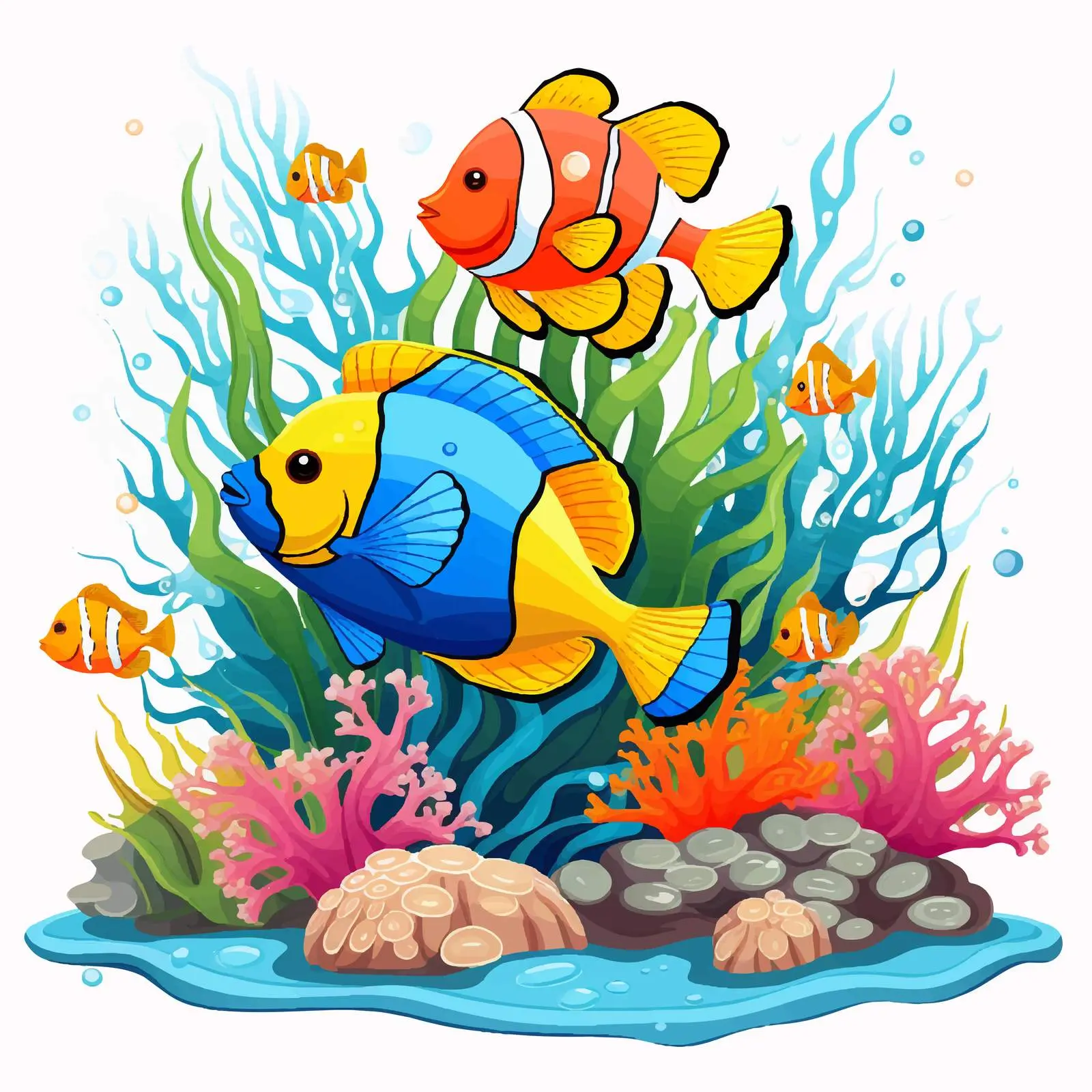 Tropical Fish on a Colorful Reef Vector — free download from Dotvec