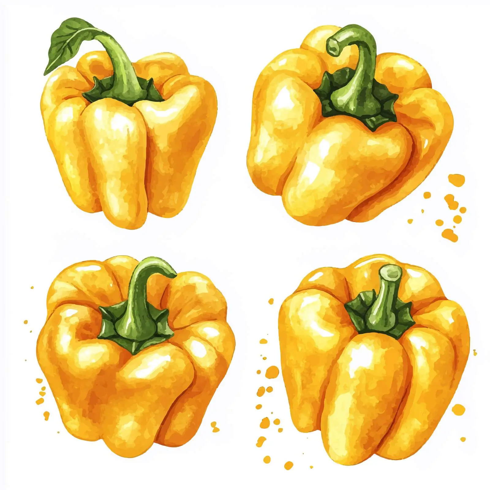 Fresh Organic Yellow Bell Pepper Watercolor Vectors — free download from Dotvec