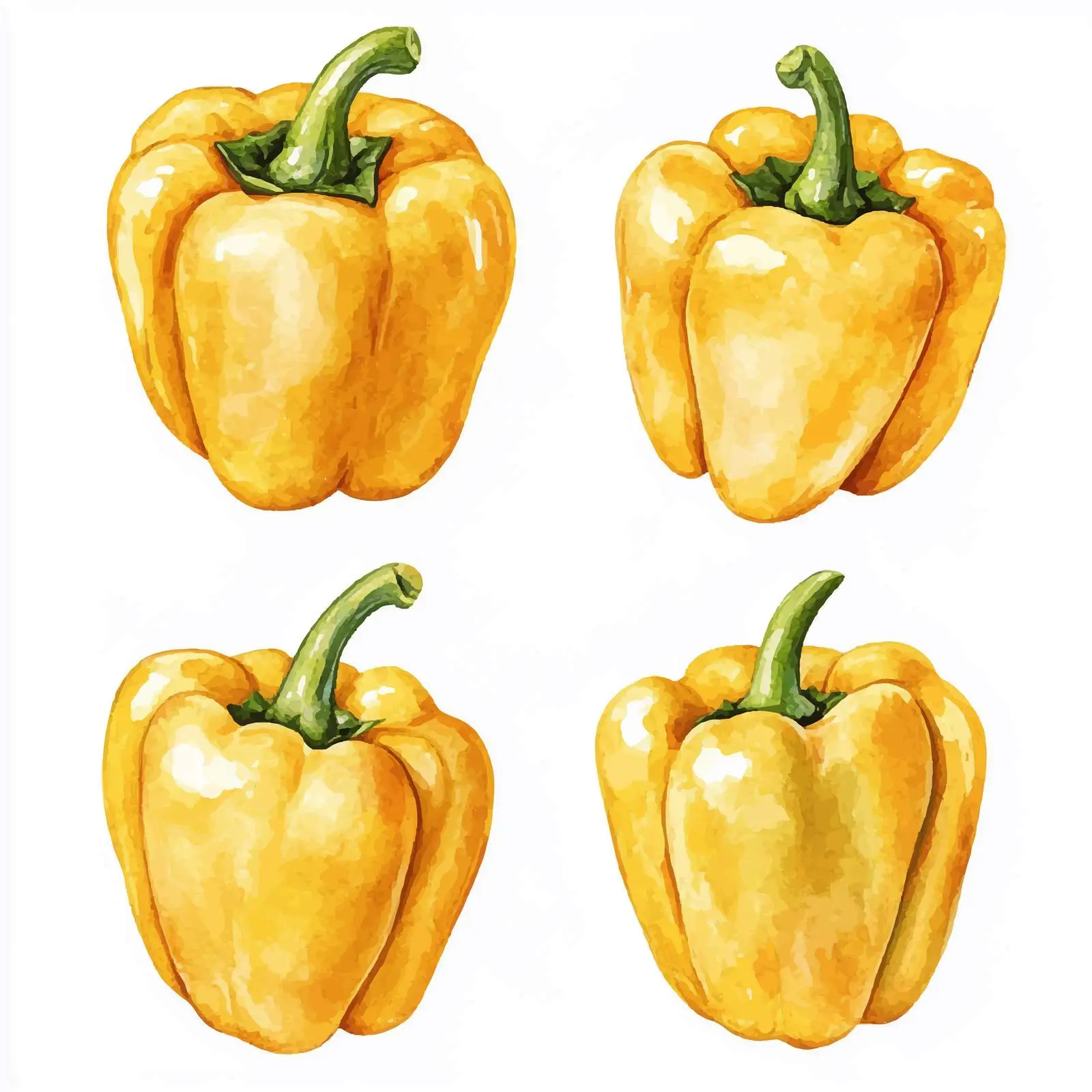 Watercolor Hand-Drawn Yellow Bell Peppers — free download from Dotvec