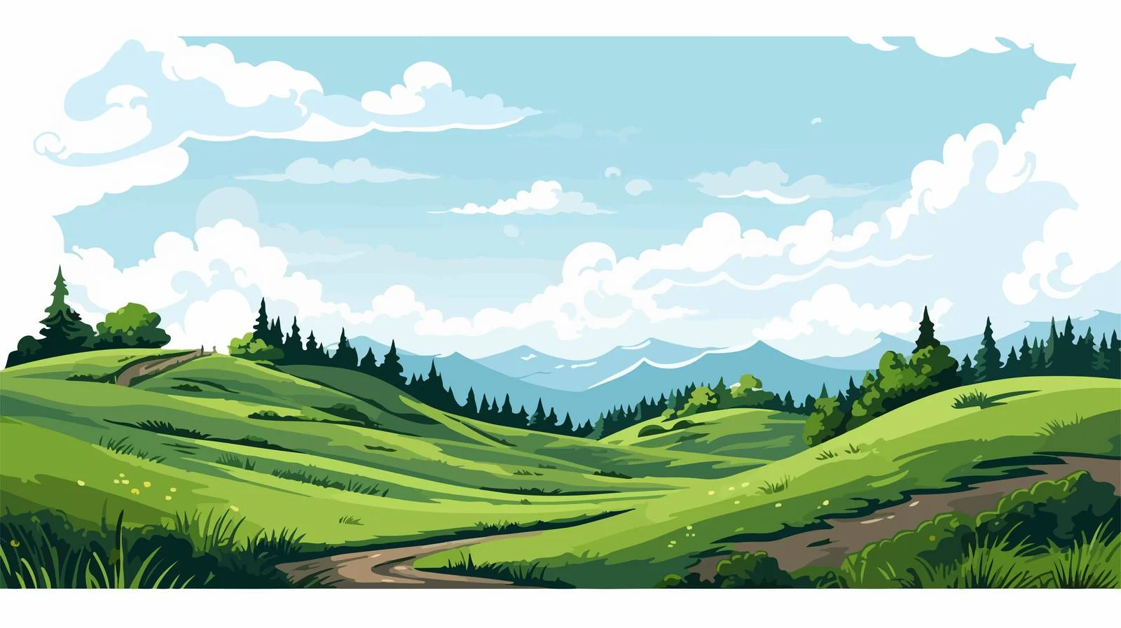 Rolling Hill Landscape Vector Illustration — free download from Dotvec