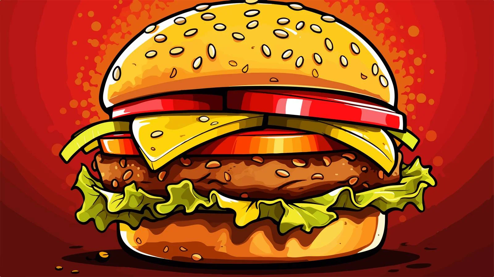 Delightful Burger Cartoon Vector Illustration — free download from Dotvec