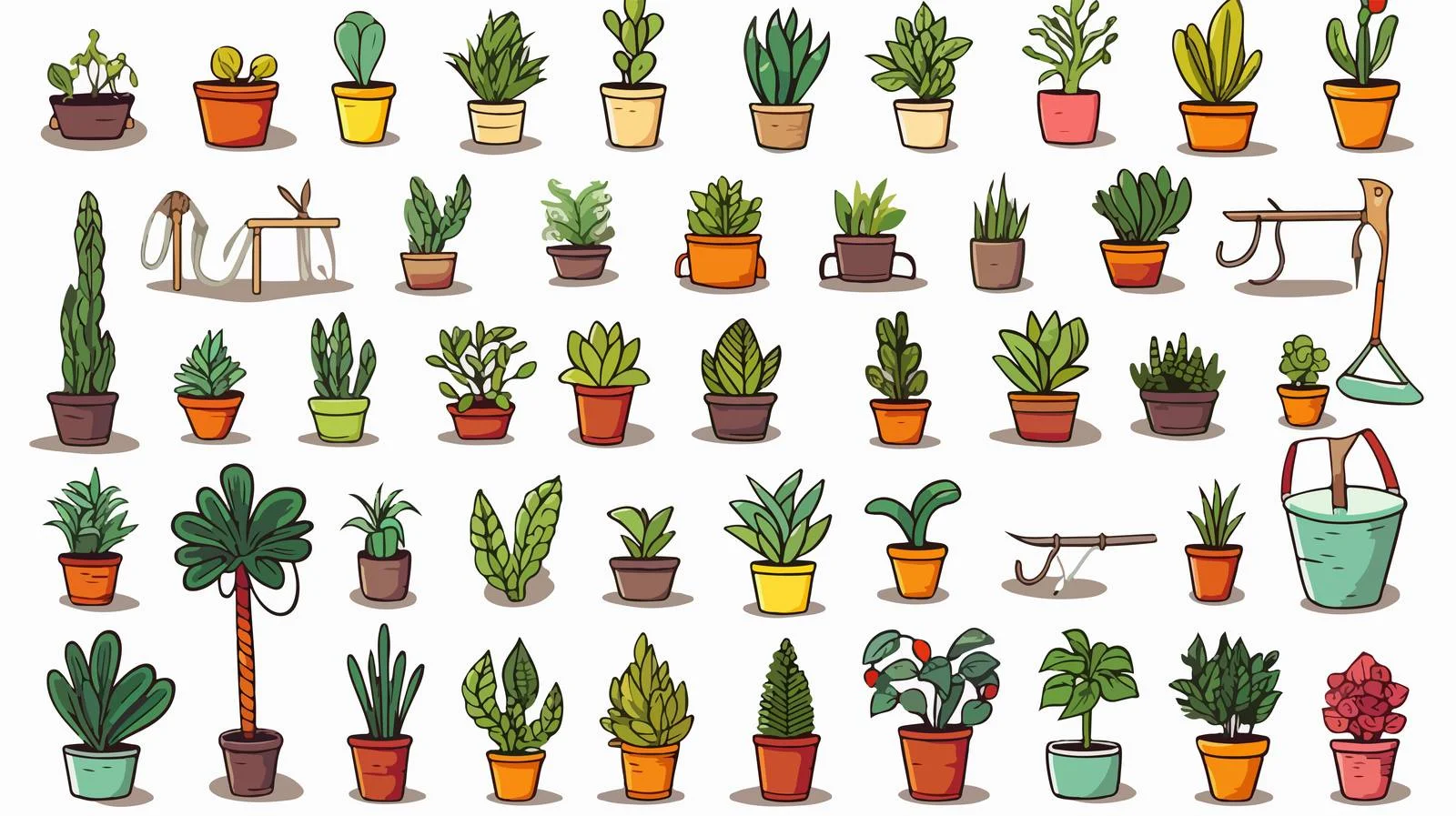 Houseplant & Garden Tools Vector Set — free download from Dotvec