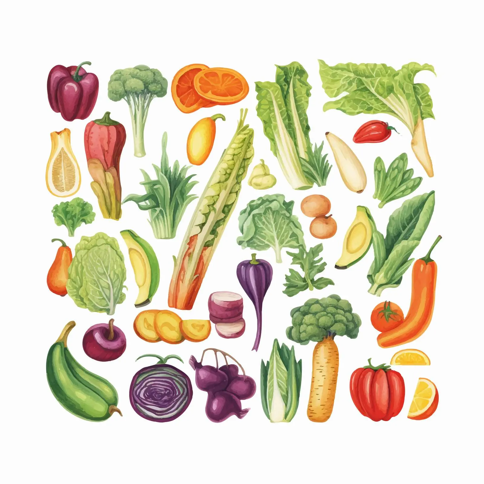 Vegan Healthy Raw Vegetables Vector Art — free download from Dotvec