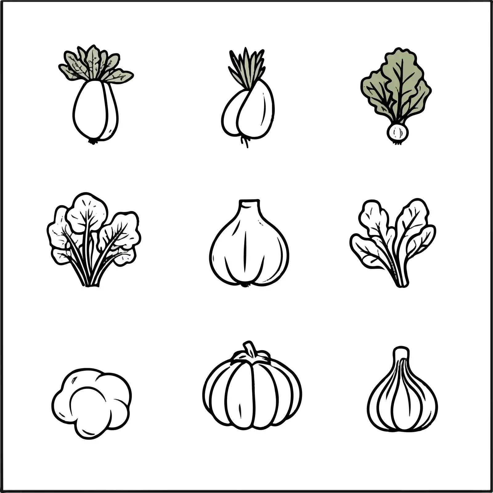 Cartoon Vegetable Icons Vector Set — free download from Dotvec
