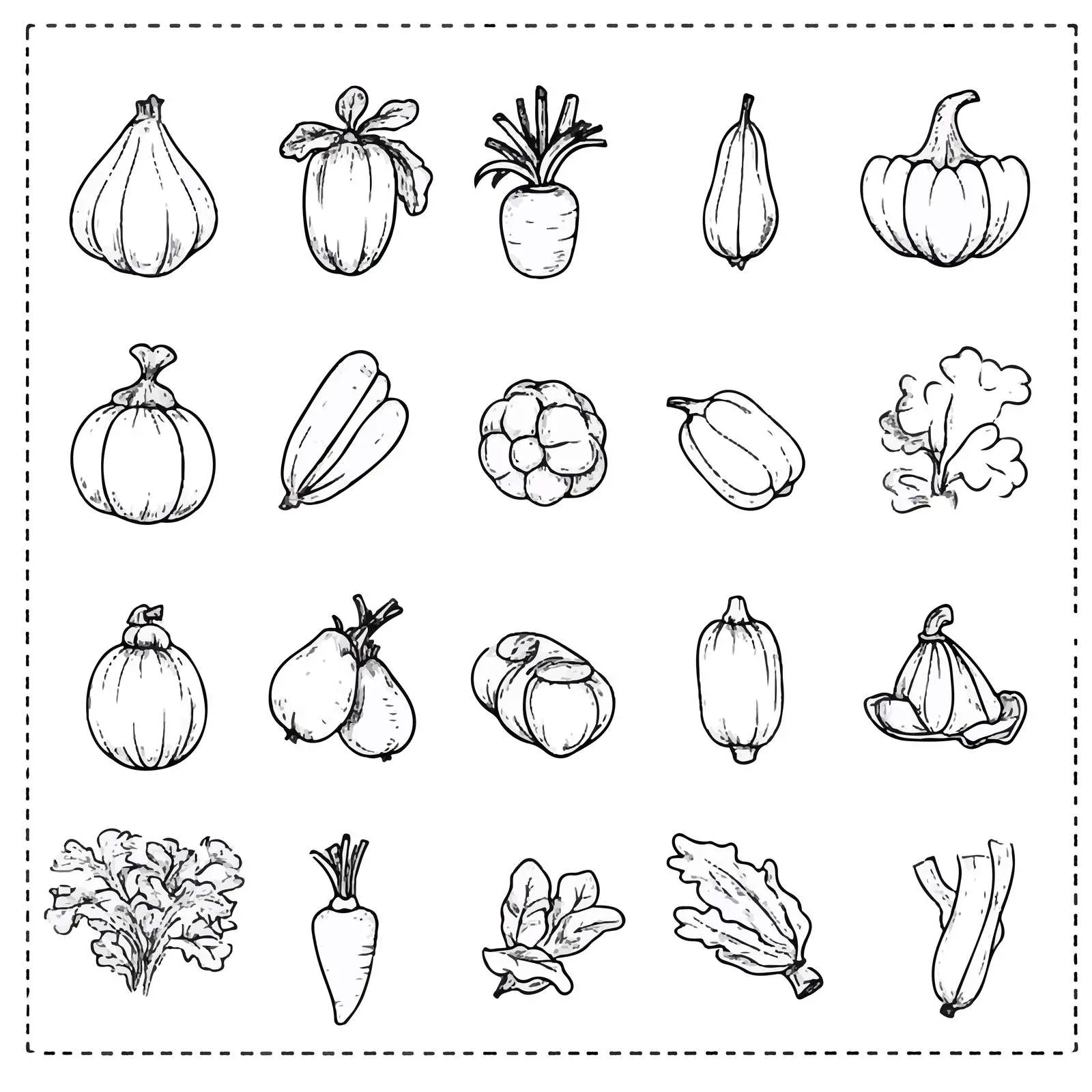 Cartoon Vegetable Icons Vector Set — free download from Dotvec