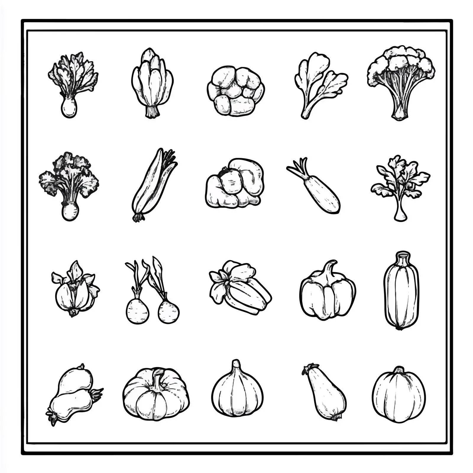 Cartoon Vegetable Icons Vector Illustration Set — free download from Dotvec