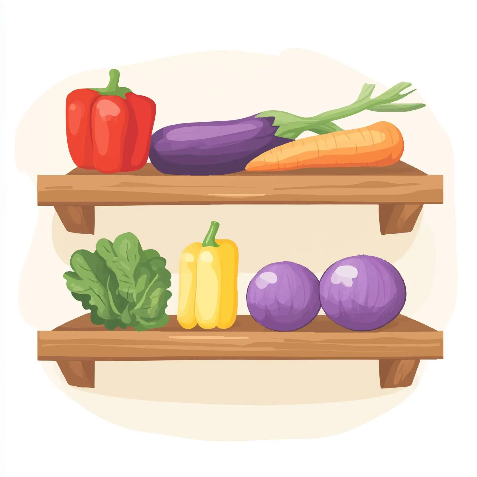 Colorful Vegetable Illustration on Wooden Shelf — free download from Dotvec