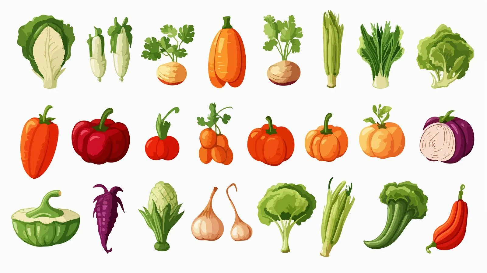 Vibrant Vegetable Cartoon Illustration — free download from Dotvec