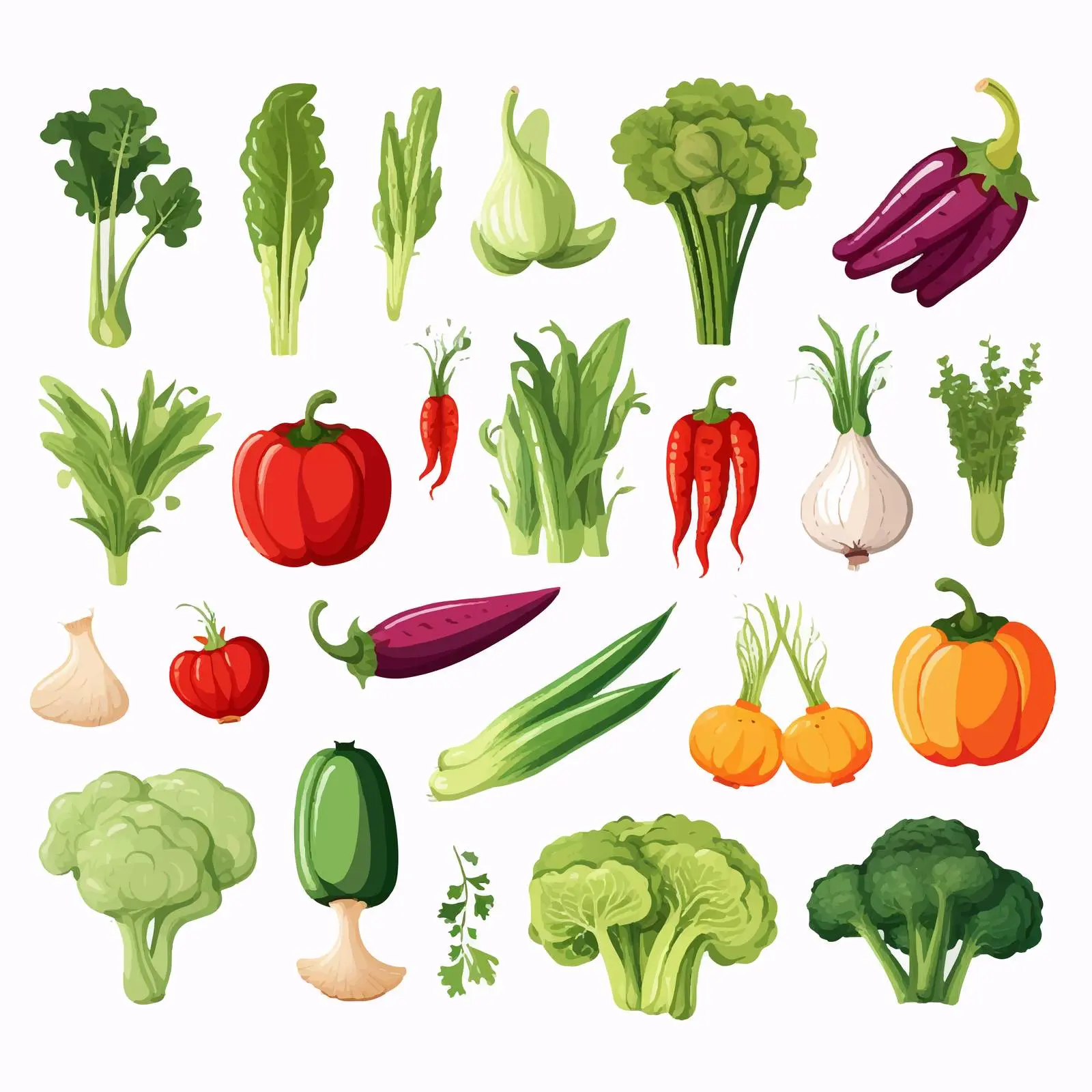 Spring-Summer Vegetable Silhouette Clip Art Set — free download from Dotvec
