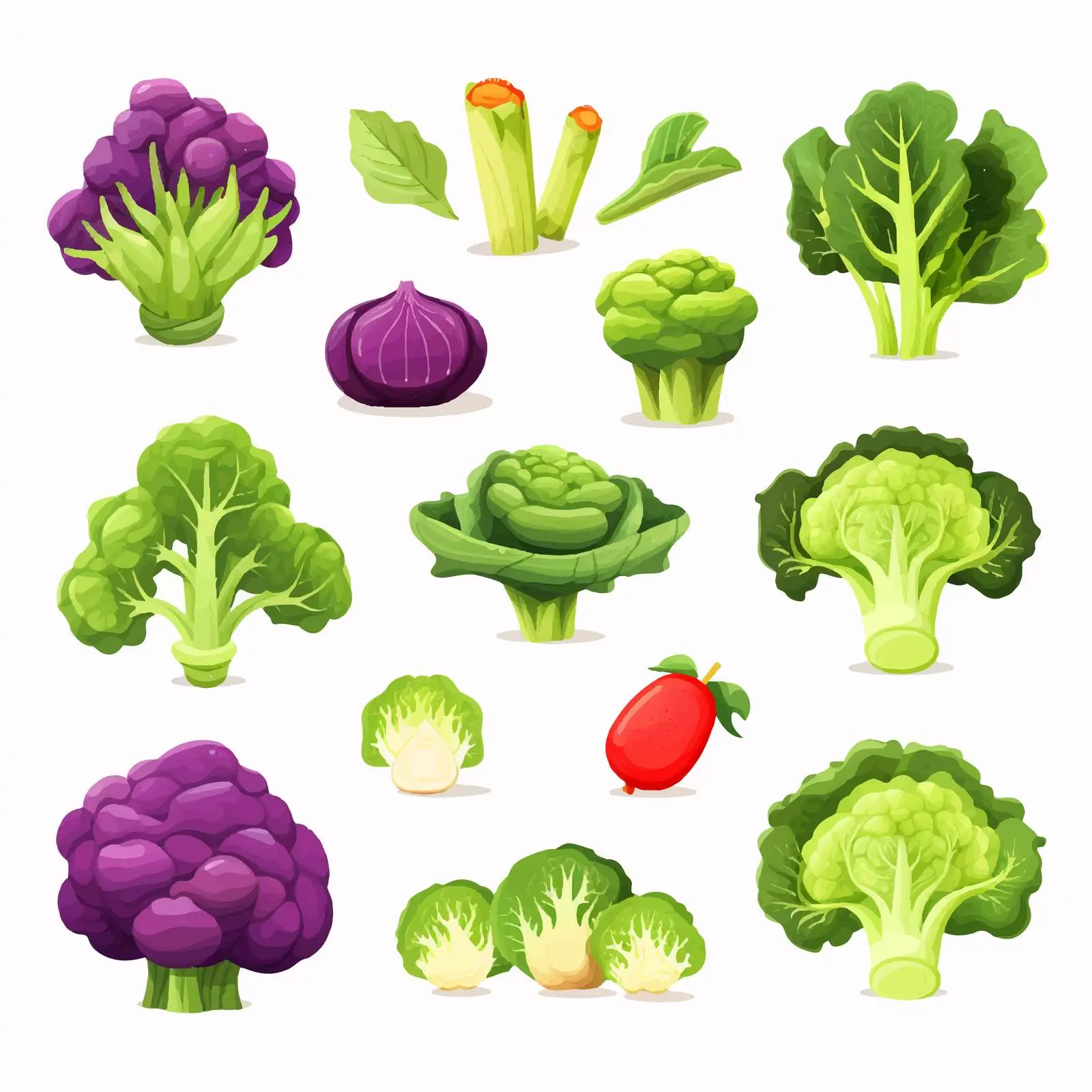 Red Cabbage and Cauliflower Vegetable Vector Set — free download from Dotvec