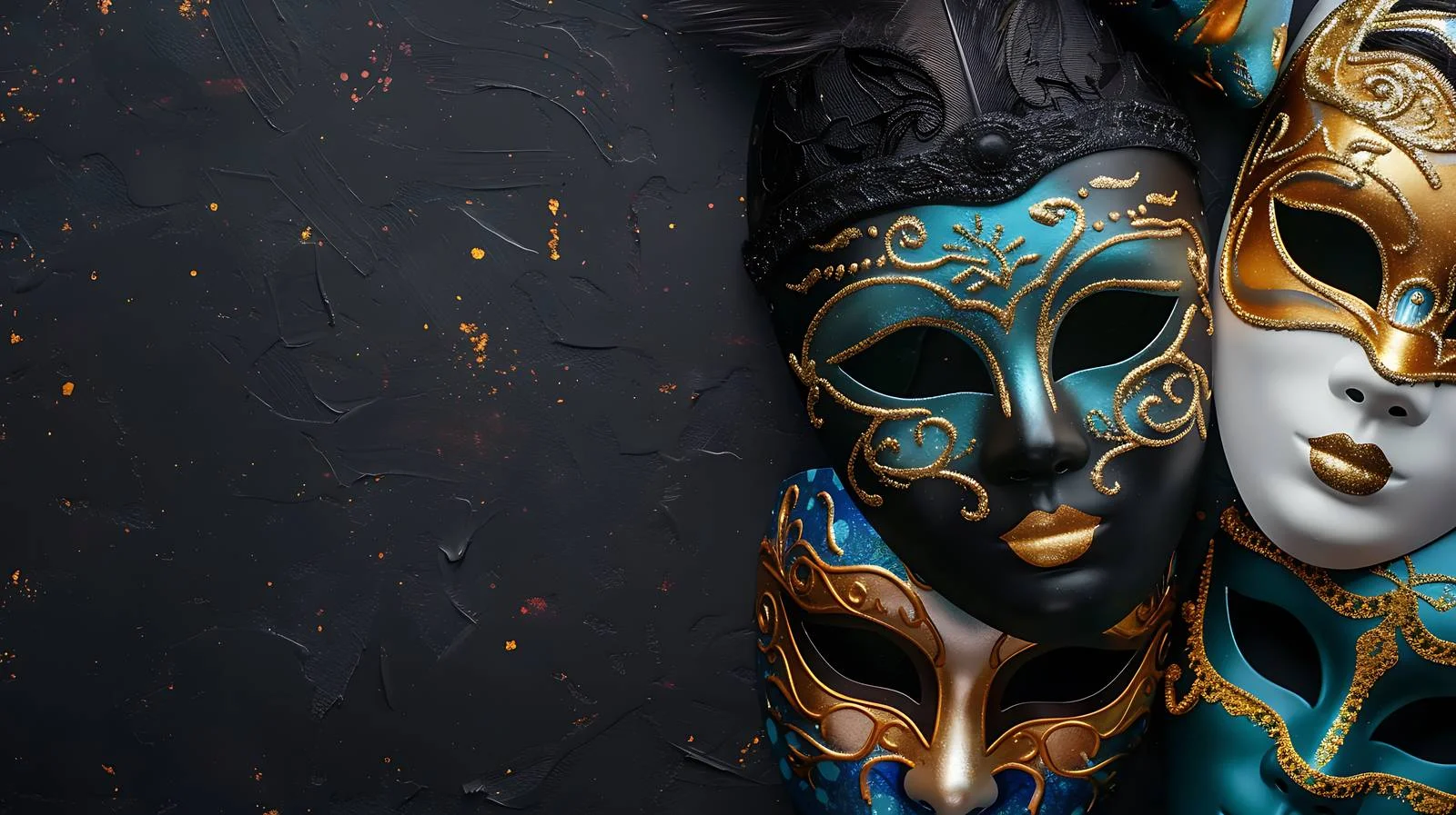 Venetian Masquerade Masks on Black Background — free download from Dotvec