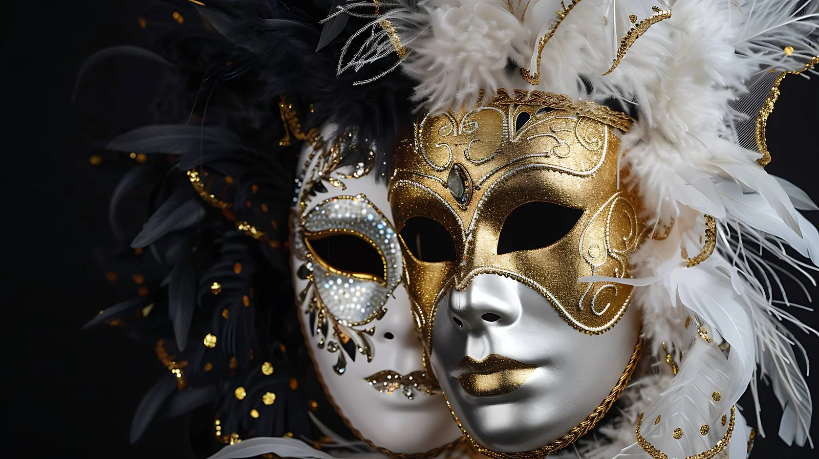 Elegant Masquerade Masks Displayed on Black — free download from Dotvec