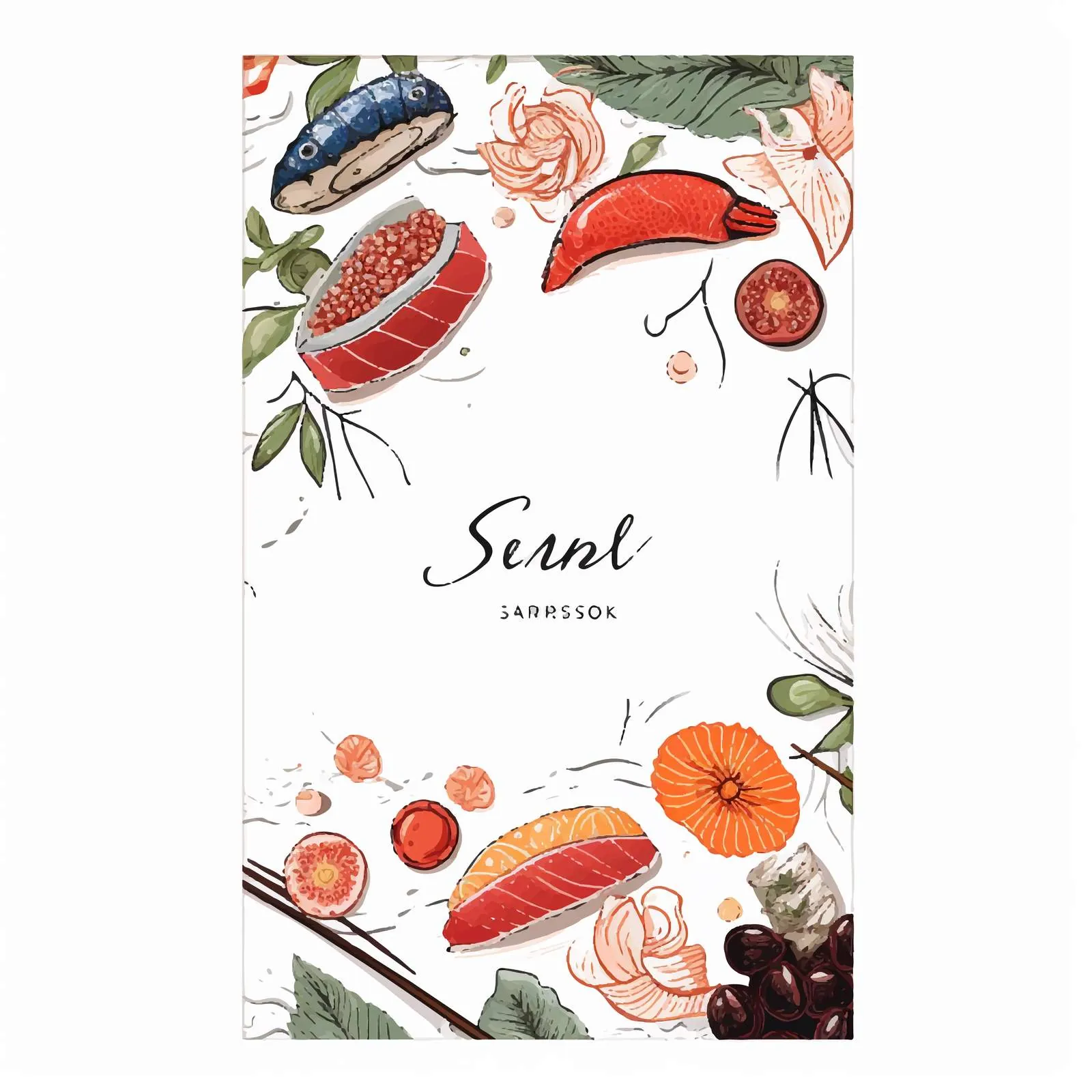 Sushi Seafood Meal Vertical Menu Template — free download from Dotvec