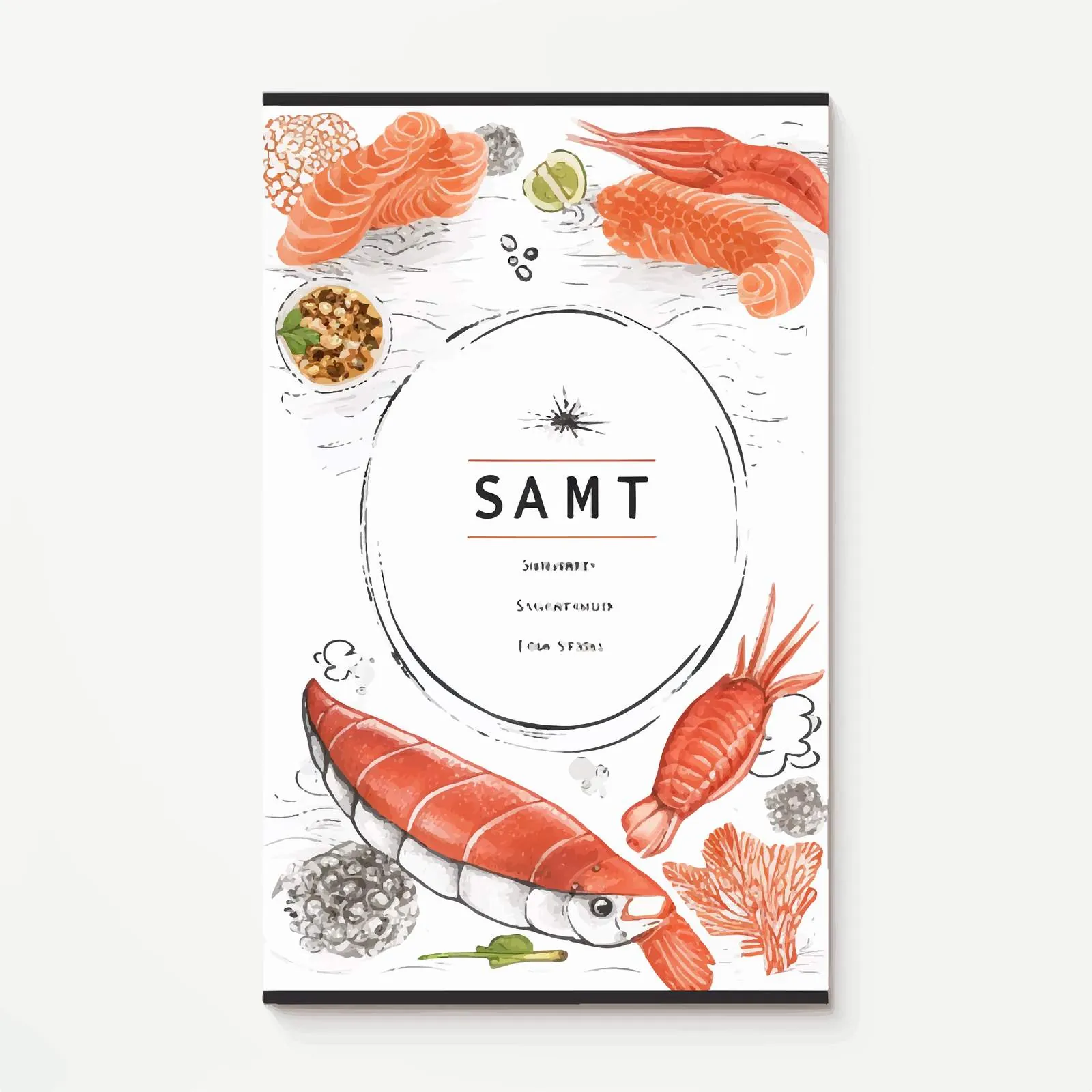 Sushi and Seafood Vertical Menu Cover Template – free sushi roll image from Dotvec