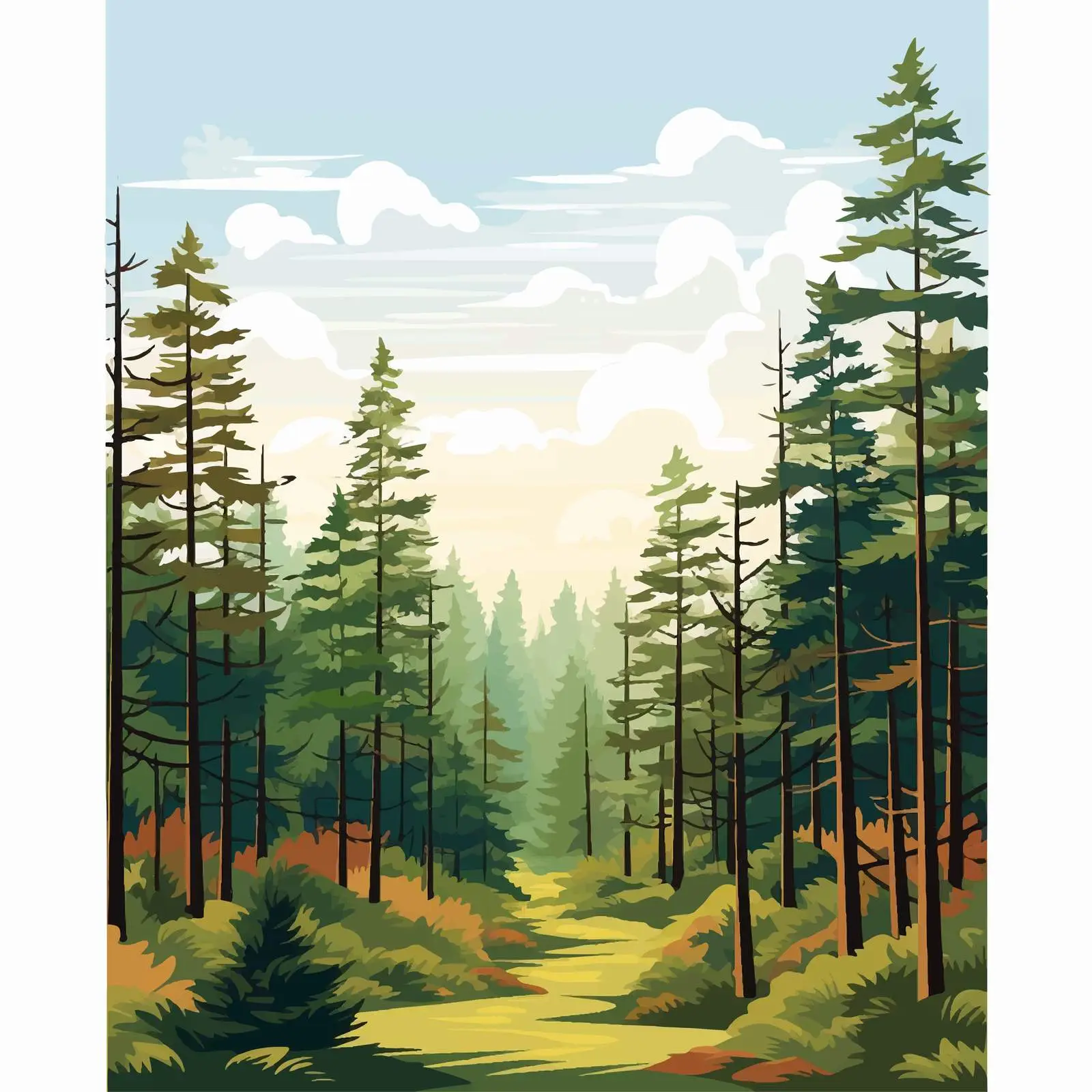 Vertical Pine Forest Background Illustration — free download from Dotvec