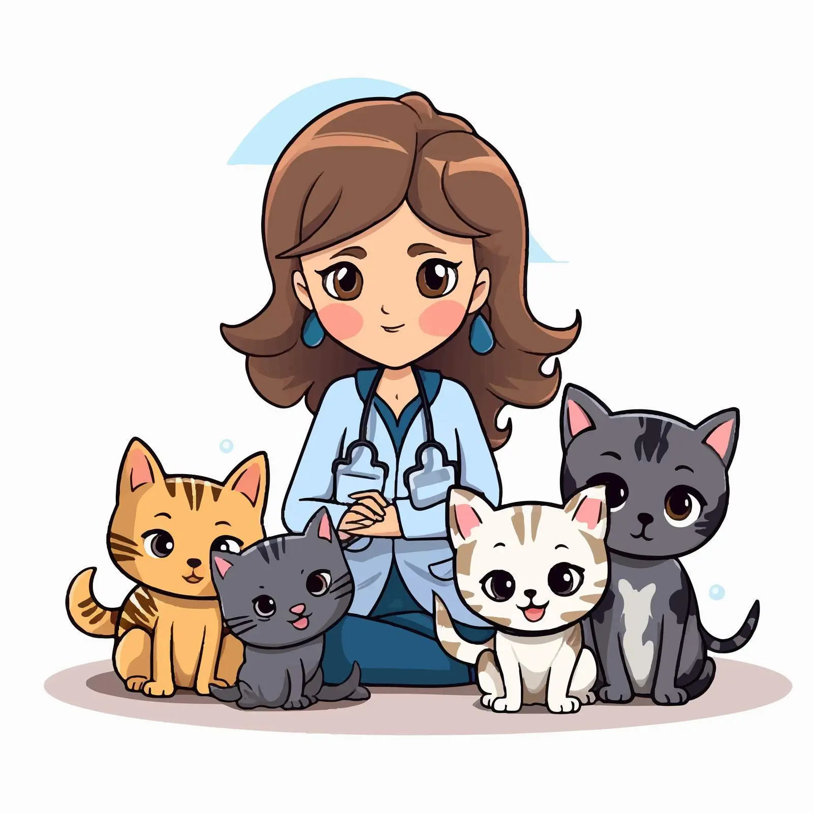 Veterinarian Caring for Cats in Clinic Vector – free veterinary illustration image from Dotvec