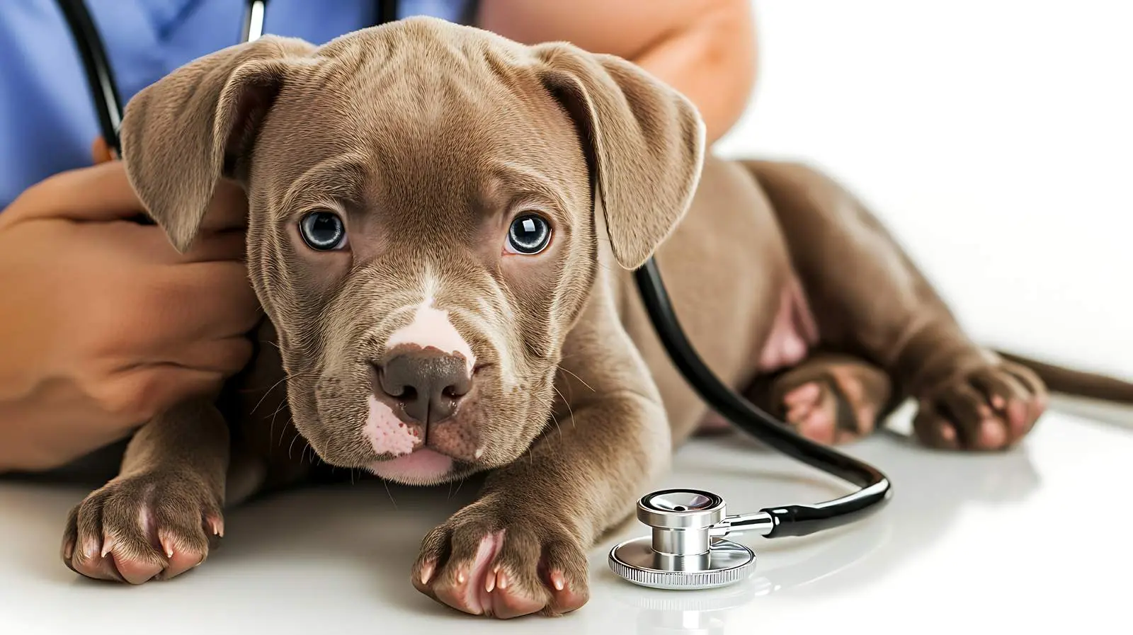 Veterinarian Examining Pit Bull Puppy with Stethoscope – free training image from Dotvec